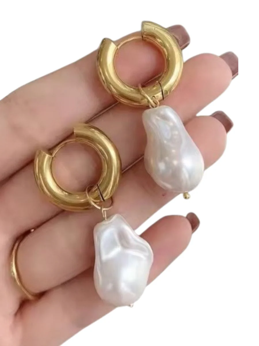 18k Stainless Steel Pearl Earrings