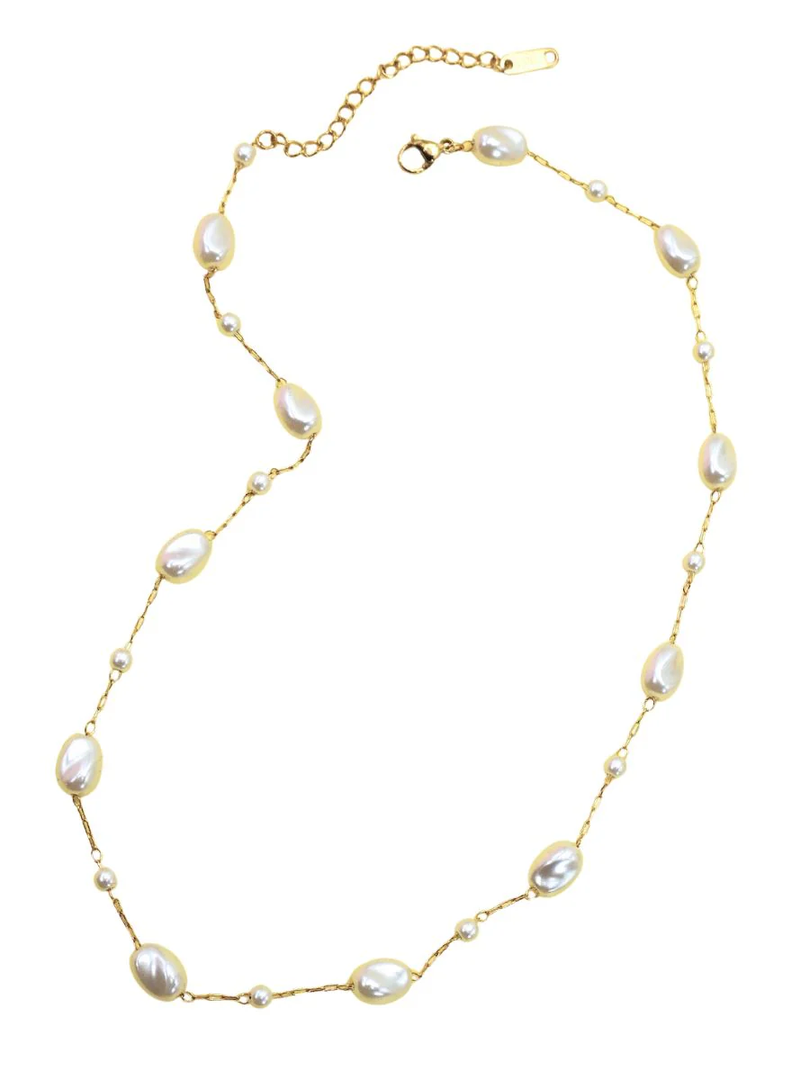 18k Stainless Steel Pearl Necklace