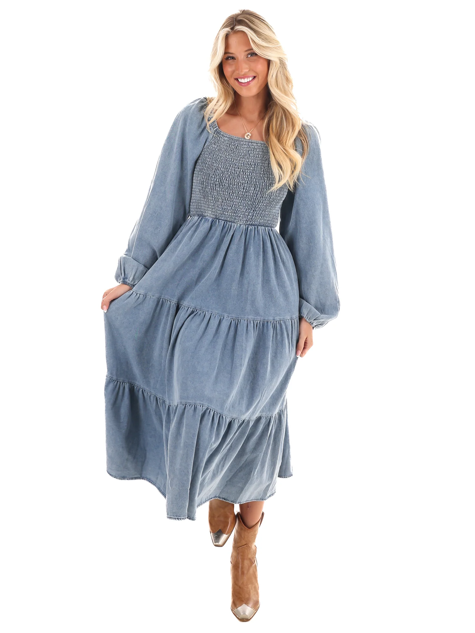 A Better Life Denim Midi Dress - Image 4