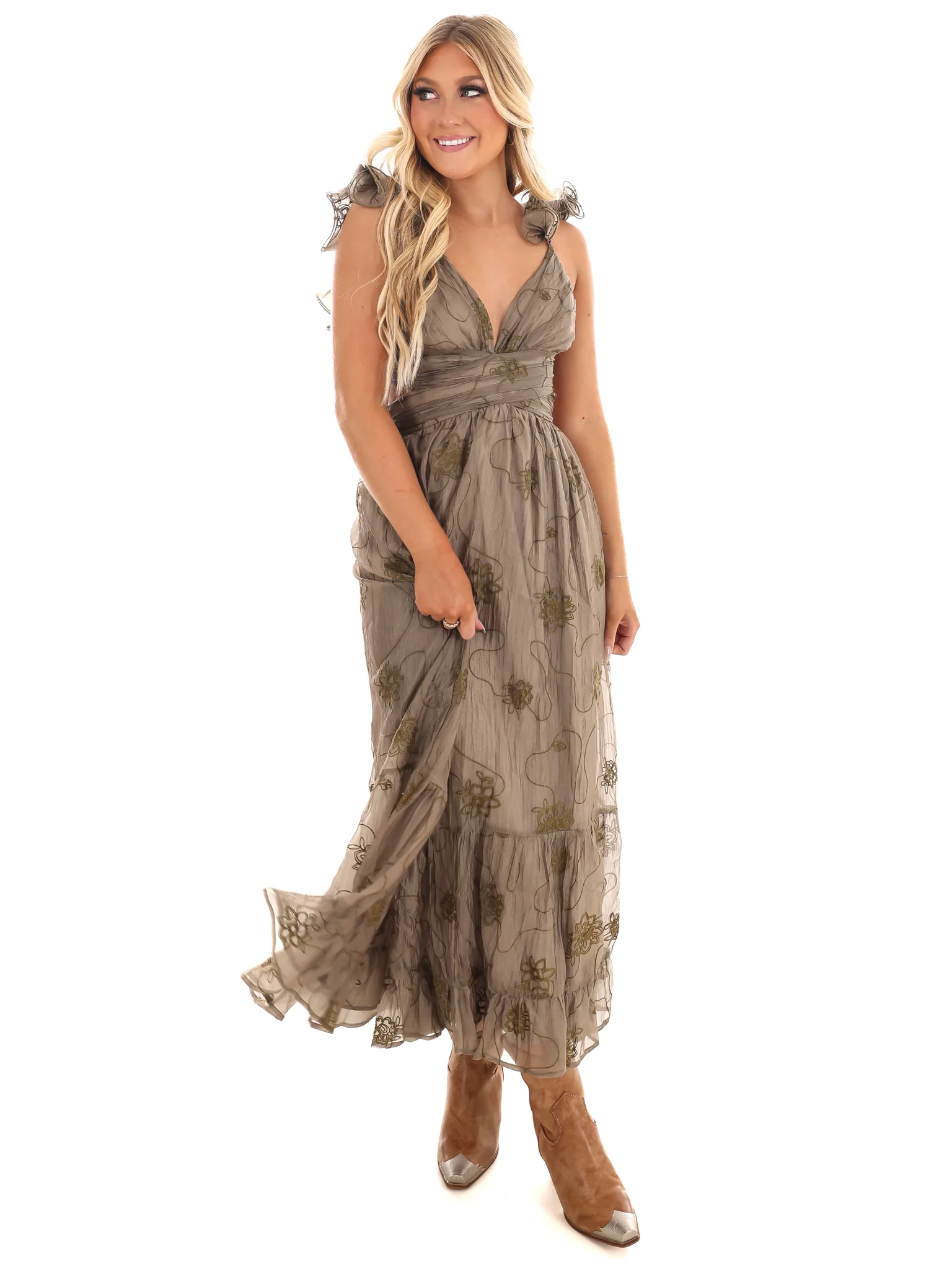 A Vision in Floral Embroidered Maxi Dress - Image 12