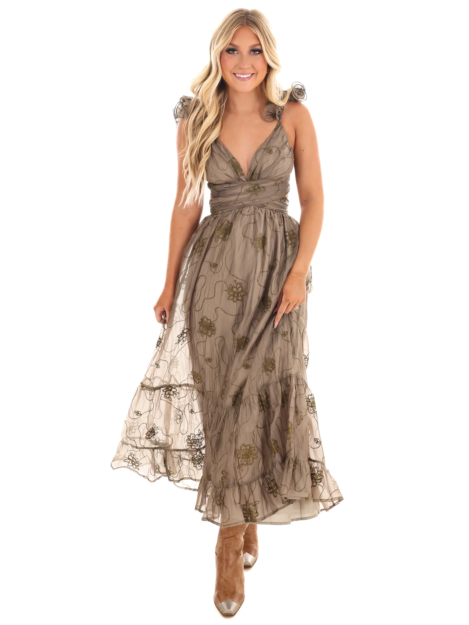A Vision in Floral Embroidered Maxi Dress - Image 13