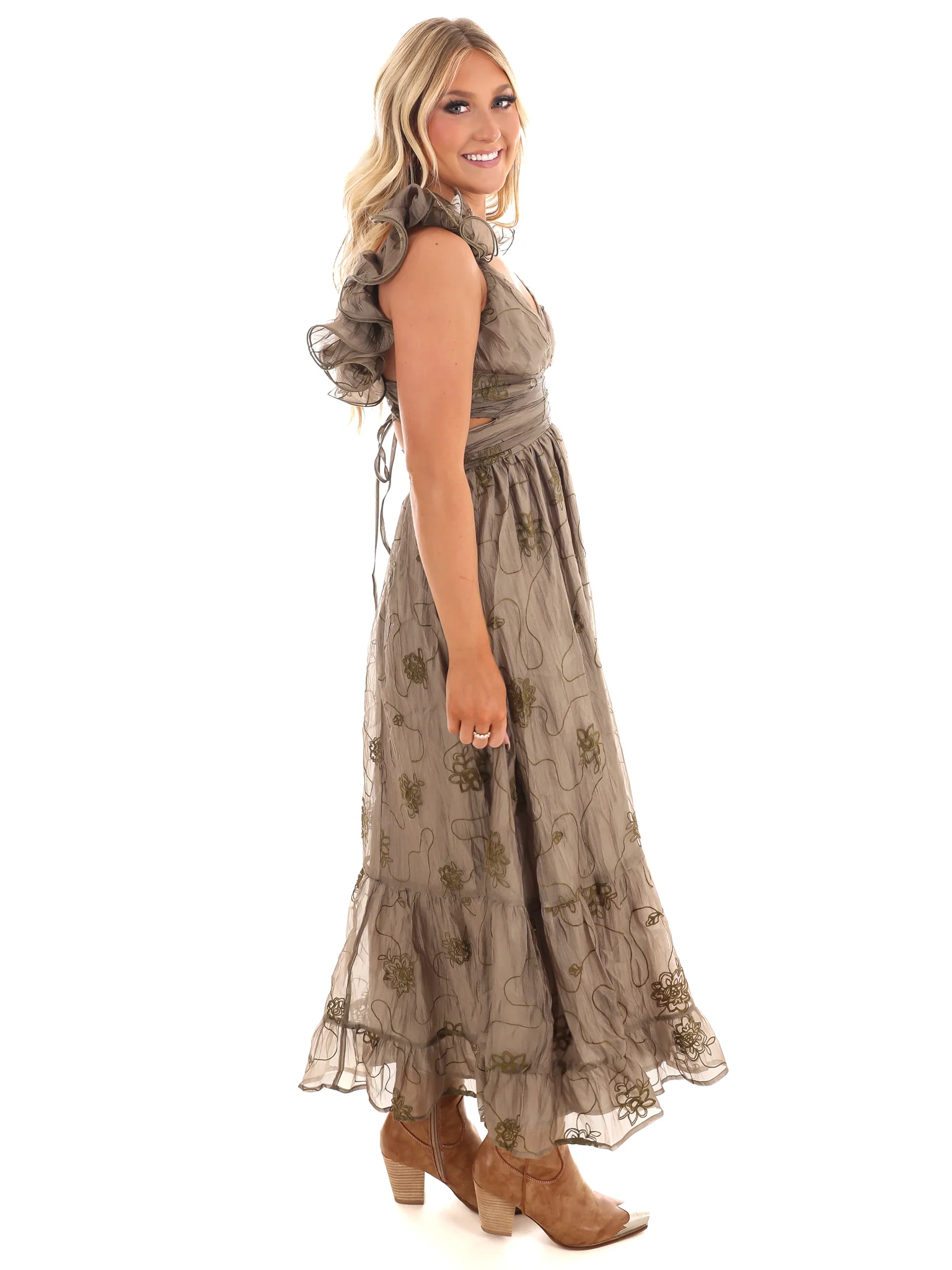 A Vision in Floral Embroidered Maxi Dress - Image 15