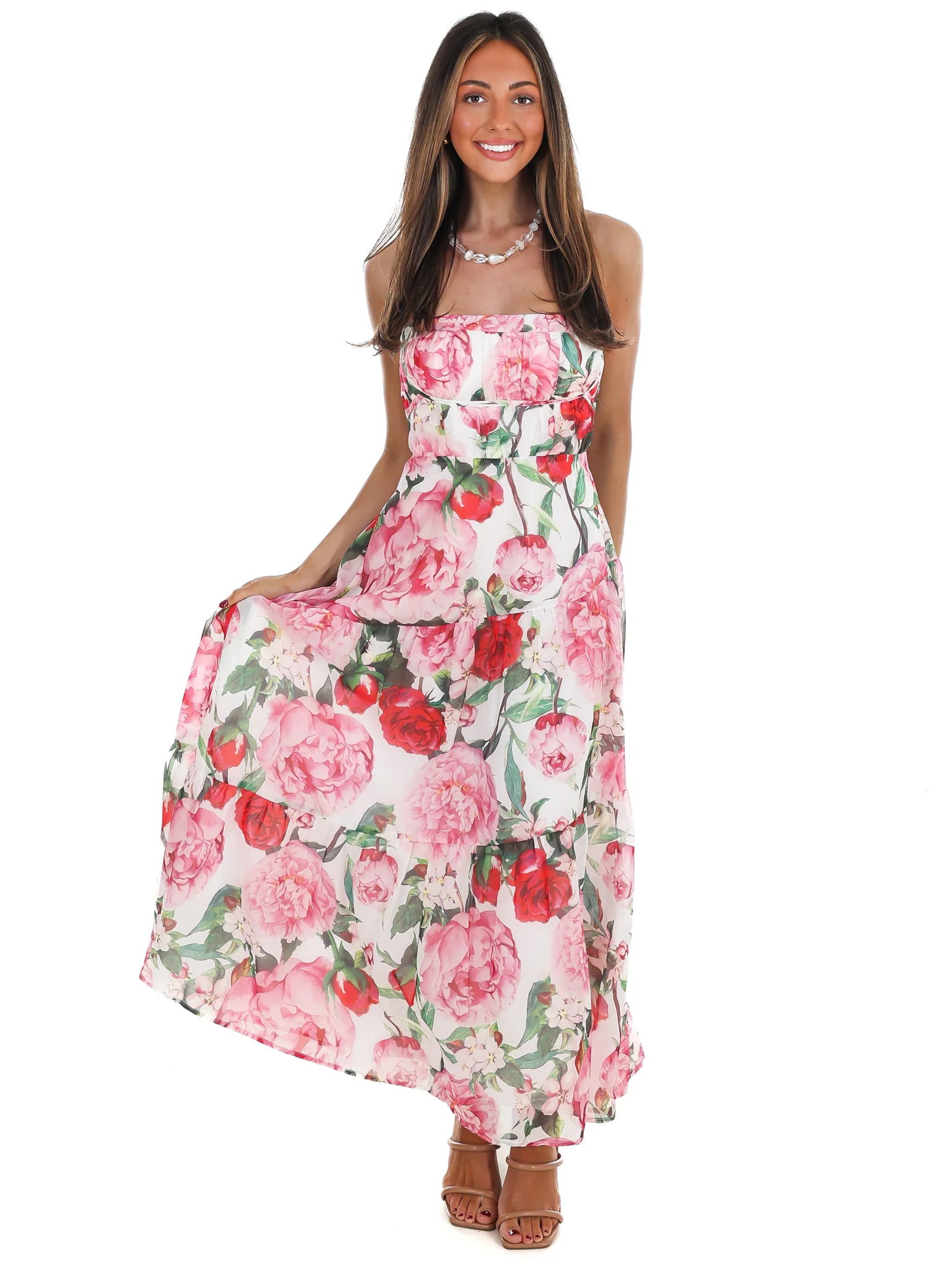 Afternoon Garden Stroll Strapless Maxi Dress - Image 3