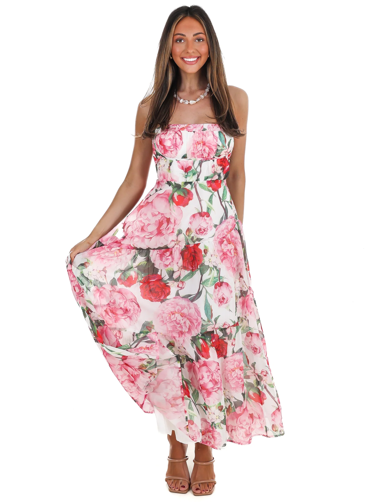Afternoon Garden Stroll Strapless Maxi Dress - Image 4