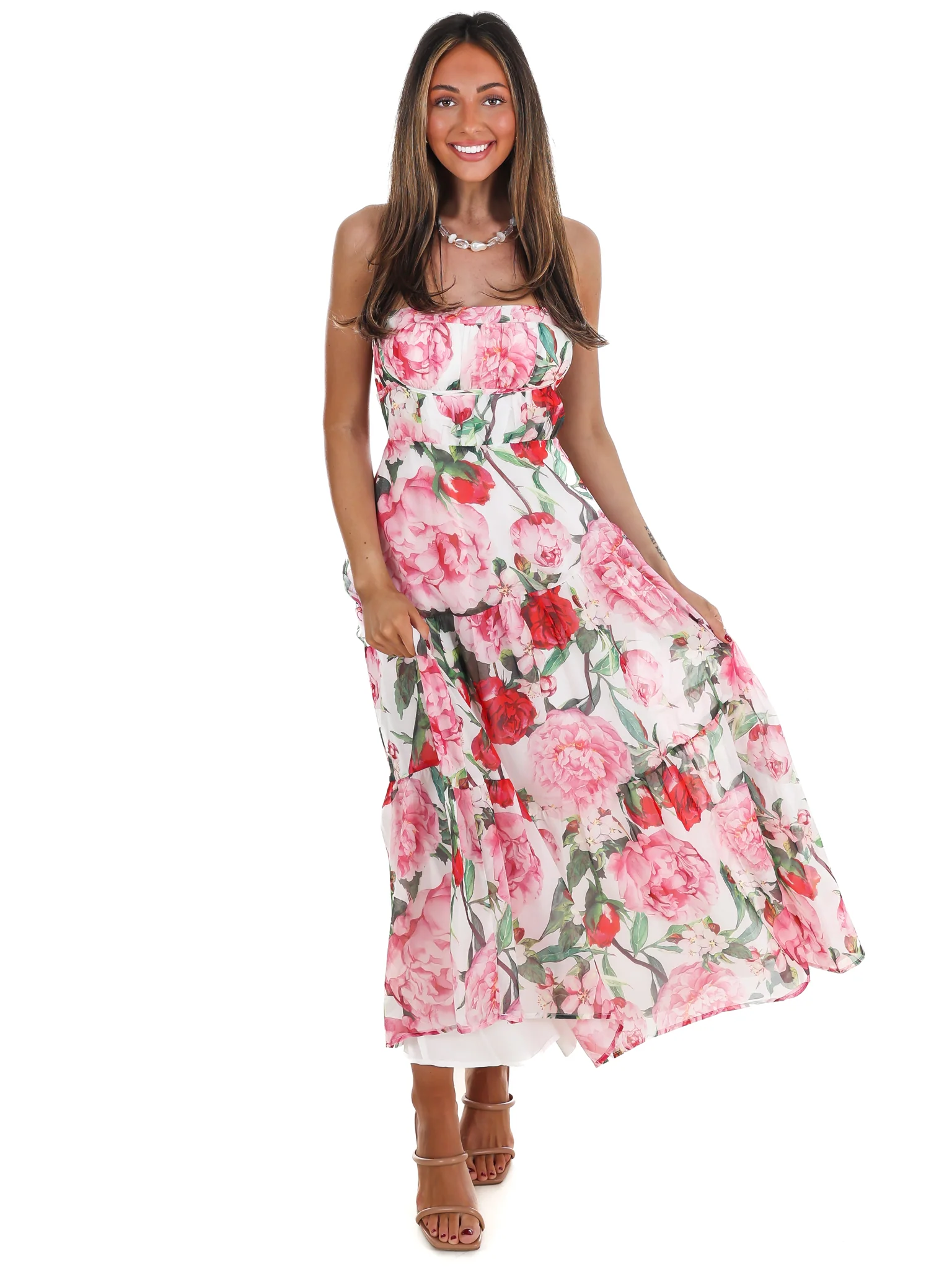 Afternoon Garden Stroll Strapless Maxi Dress - Image 5