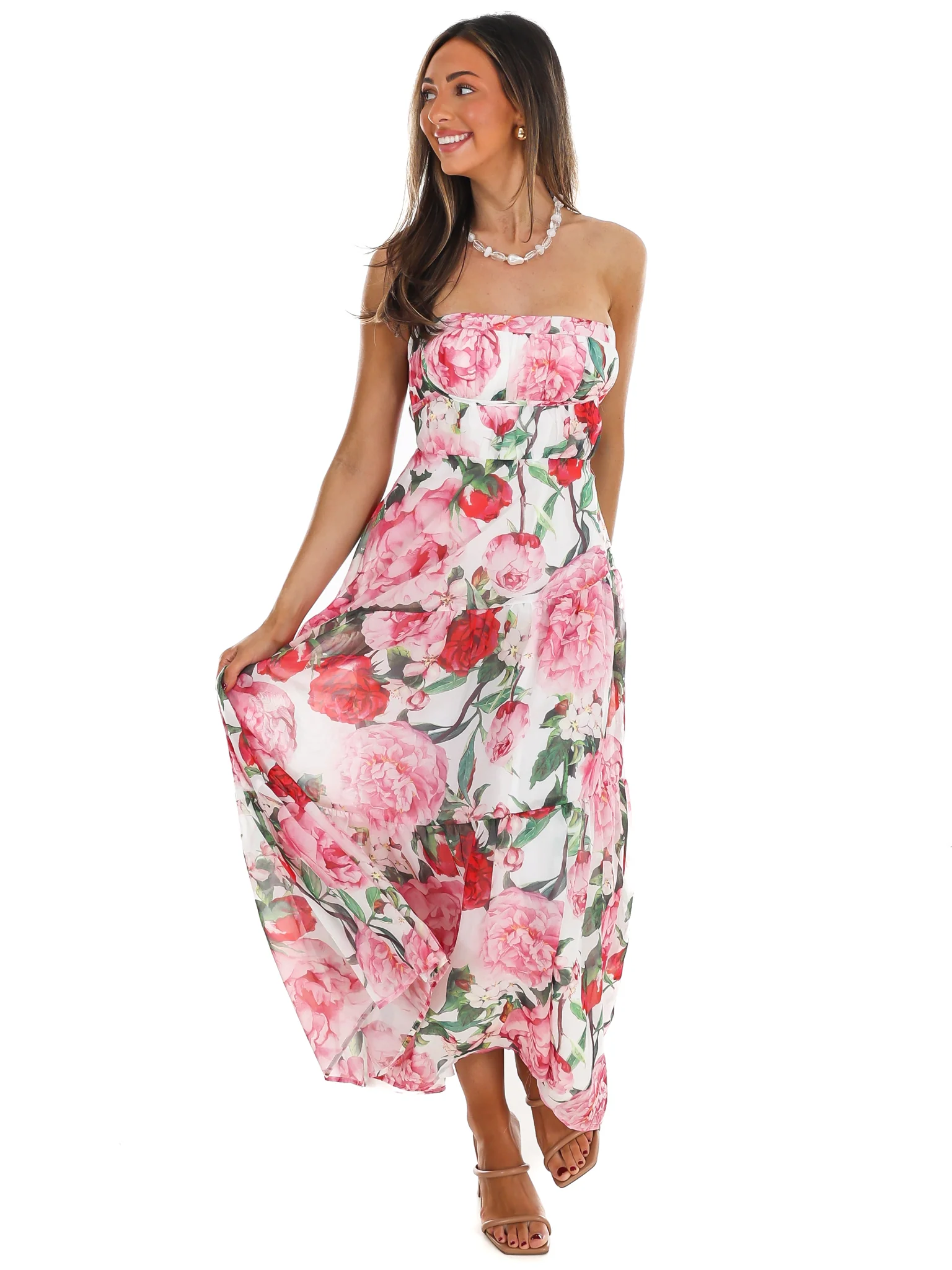 Afternoon Garden Stroll Strapless Maxi Dress - Image 6