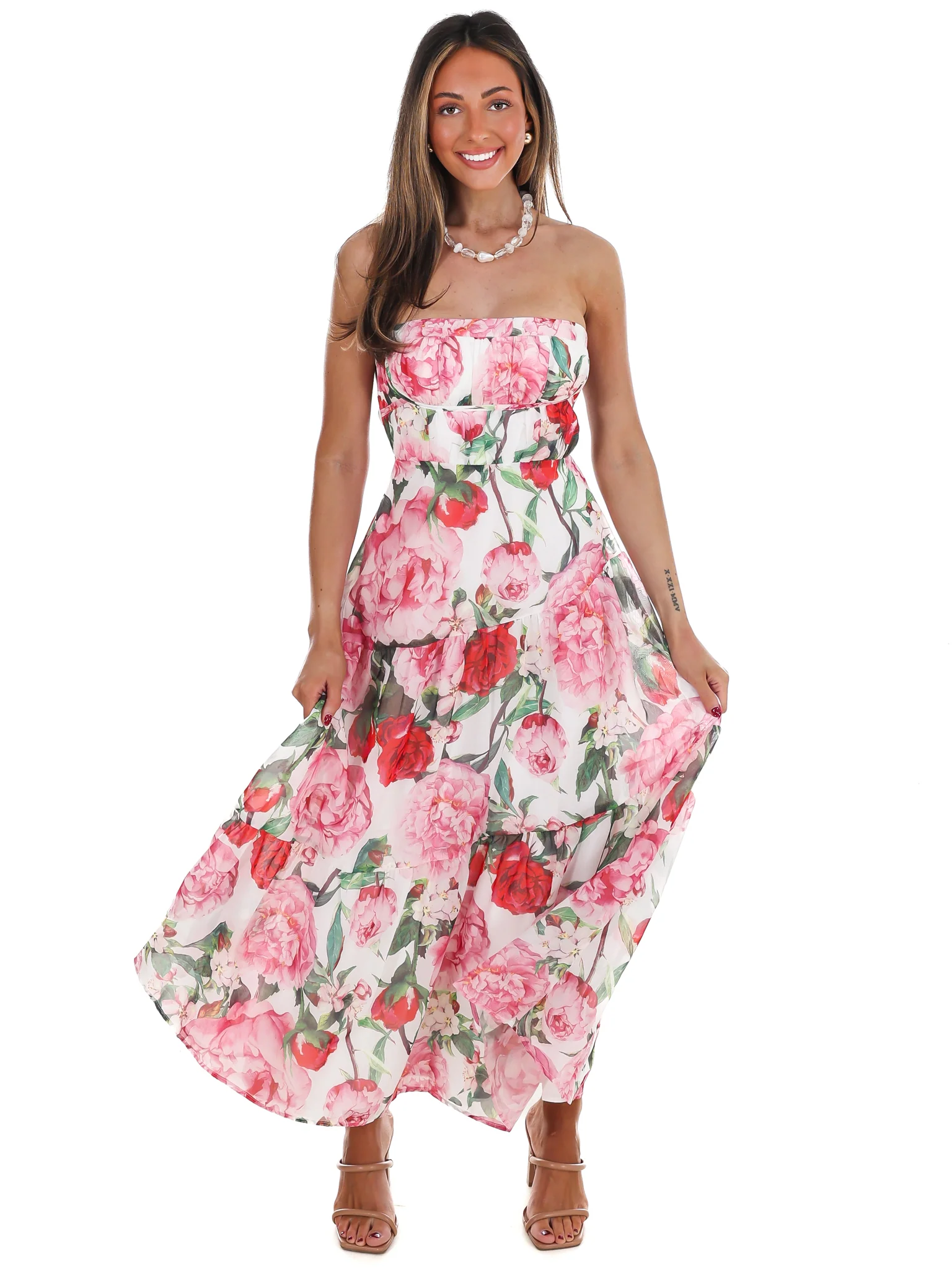 Afternoon Garden Stroll Strapless Maxi Dress - Image 7