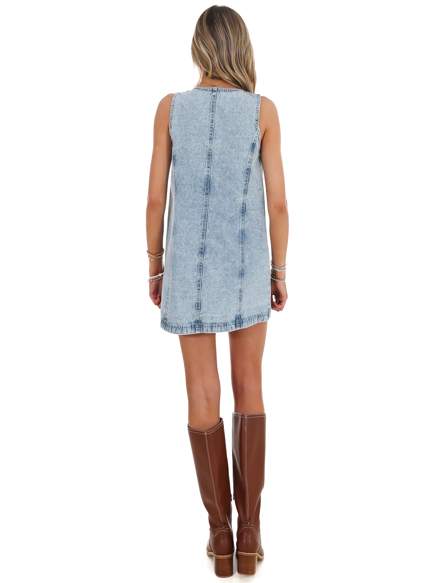 All the Angles V-Neck Denim Mini Dress - Image 9