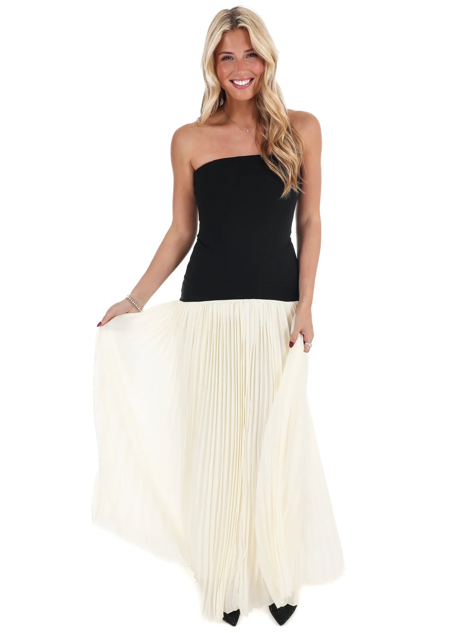 Amour Strapless Drop Waist Pleated Maxi Dress - Image 4