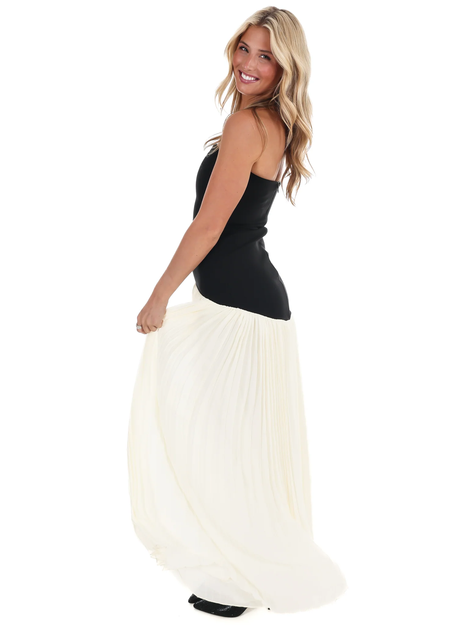 Amour Strapless Drop Waist Pleated Maxi Dress - Image 6