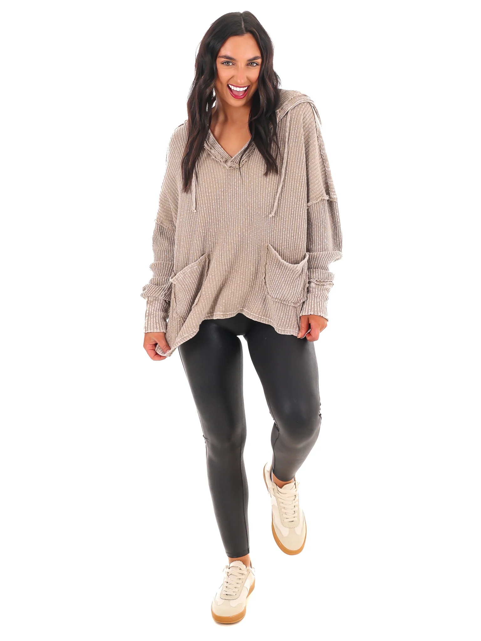 Ask Again Ribbed Hoodie Pullover - Image 6