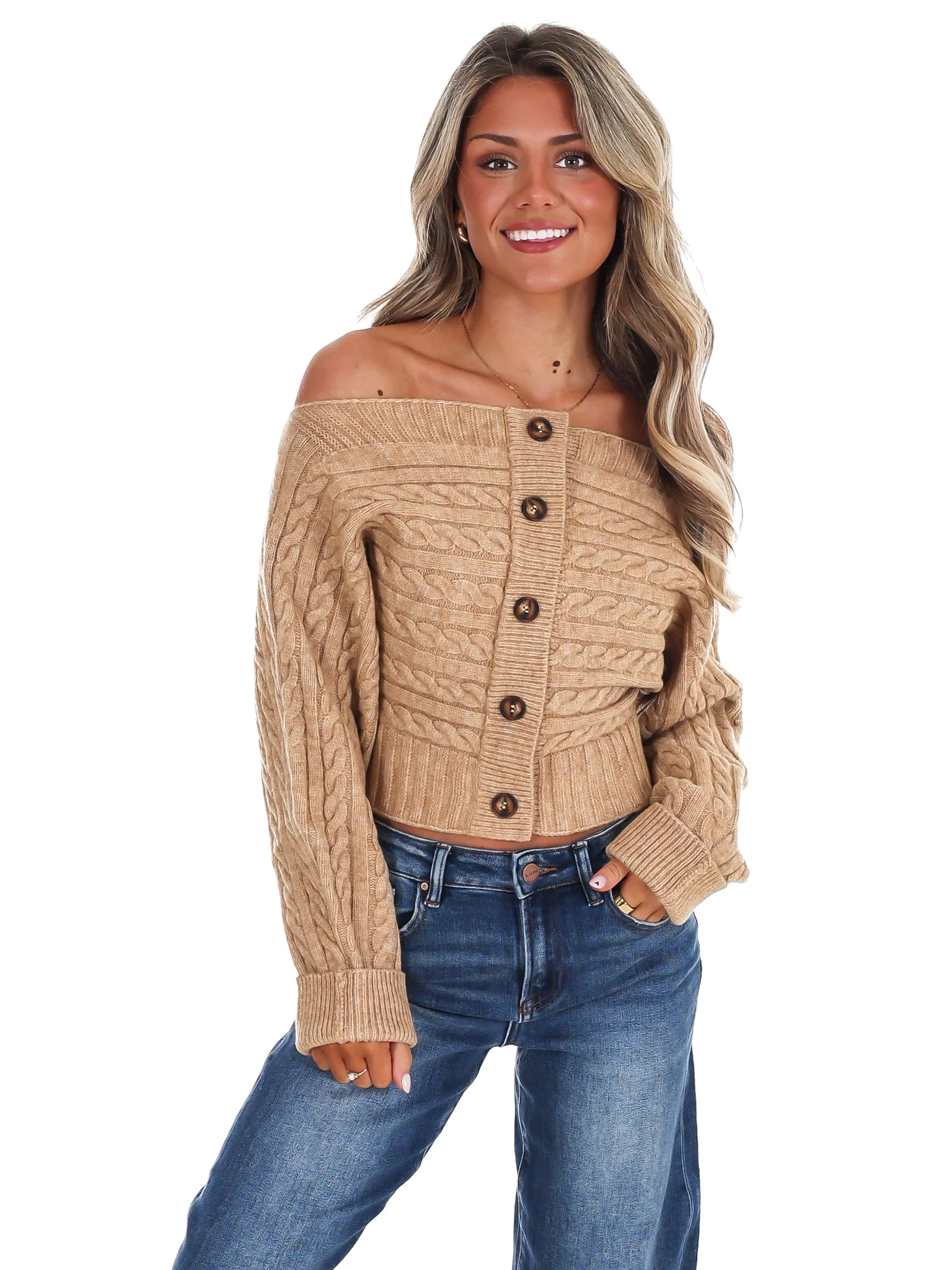 Autumn Check Off Shoulder Sweater - Image 10