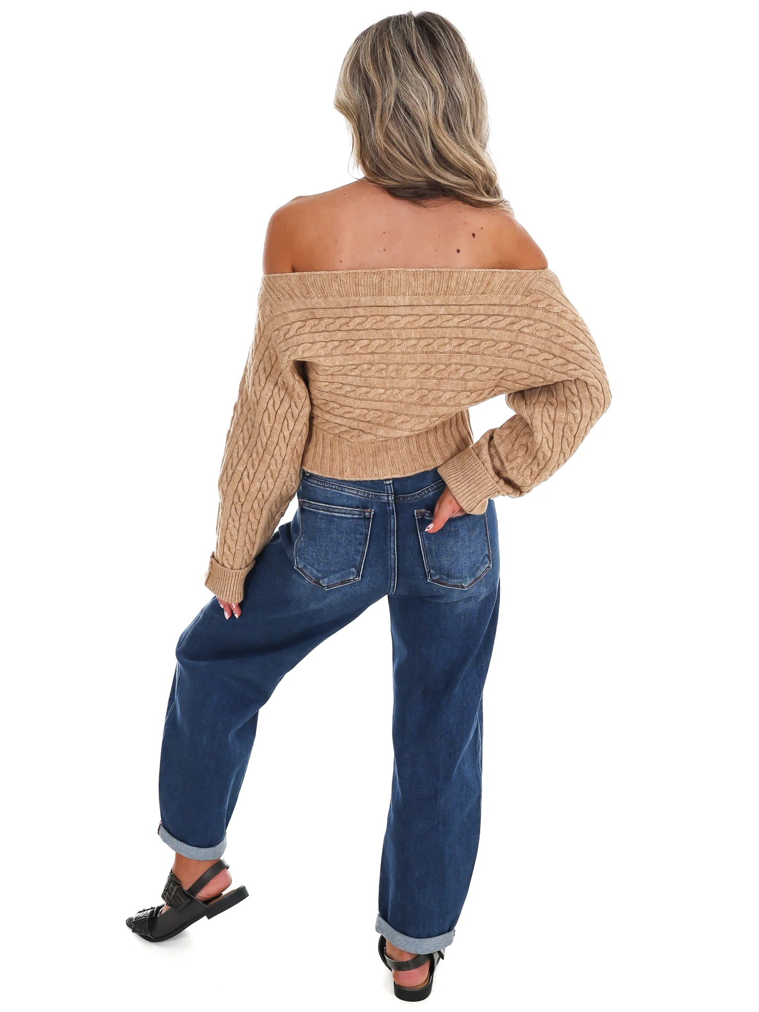 Autumn Check Off Shoulder Sweater - Image 14