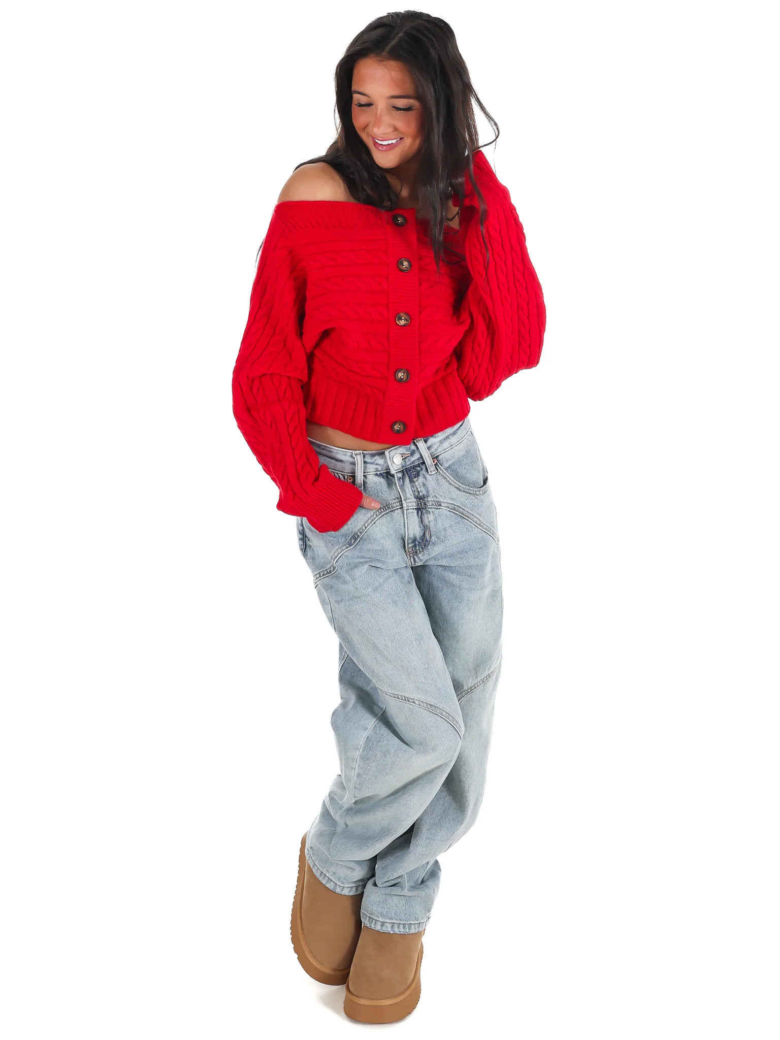 Autumn Check Off Shoulder Sweater - Image 20