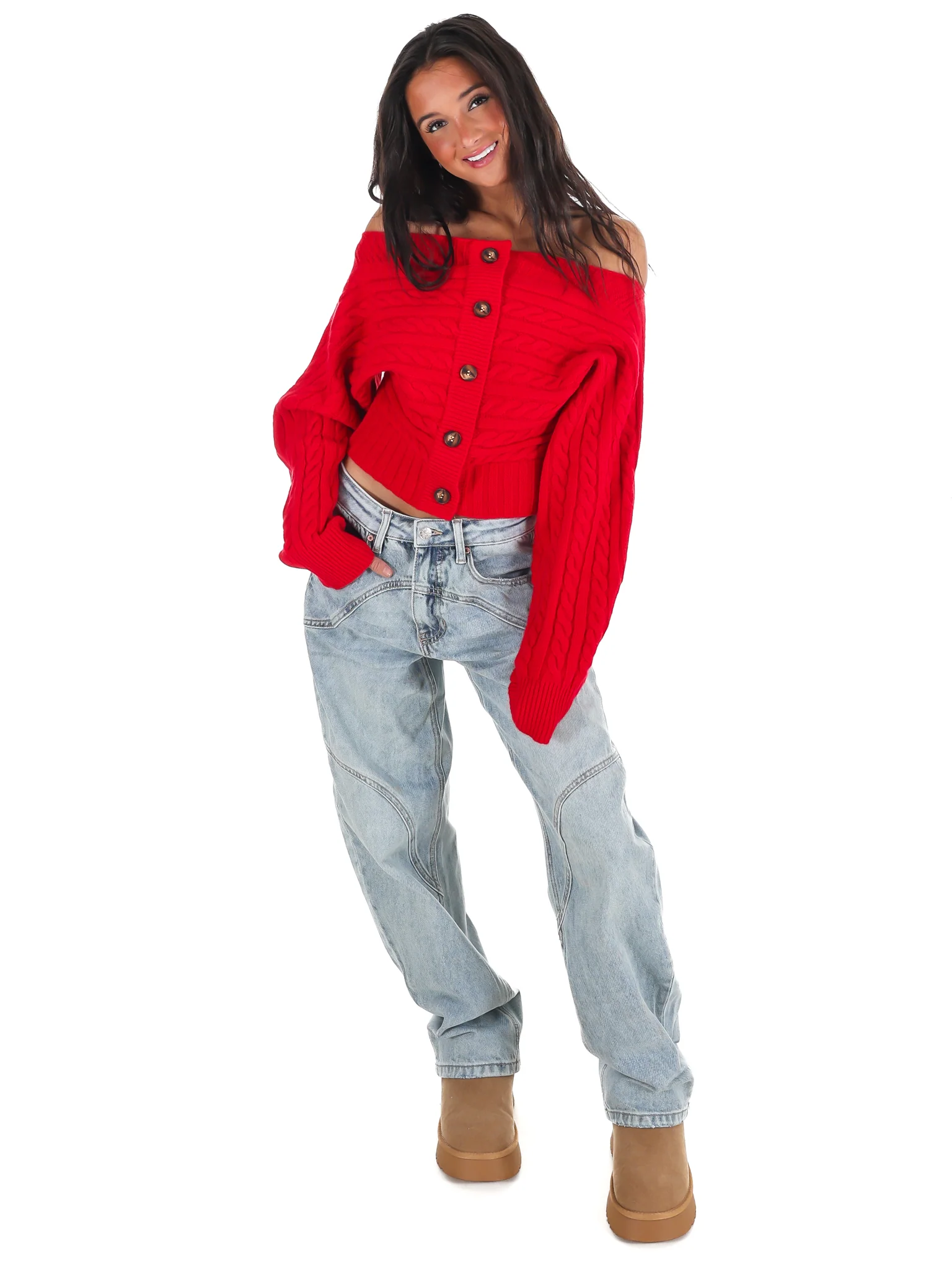 Autumn Check Off Shoulder Sweater - Image 21