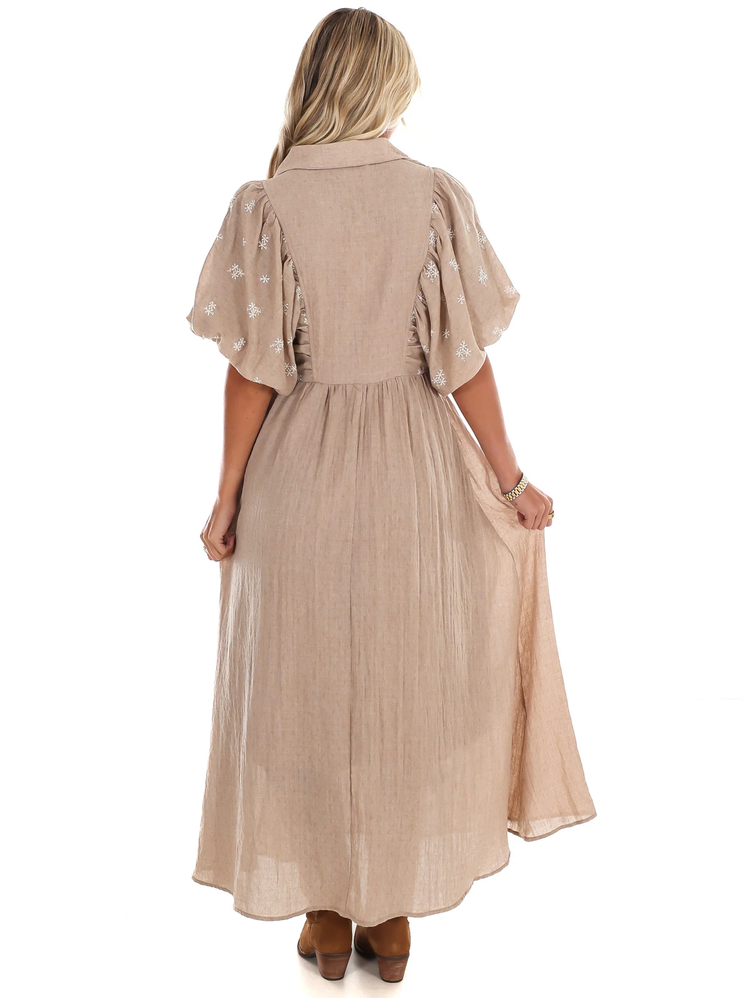 Autumn Stroll Embroidered Midi Dress - Image 7