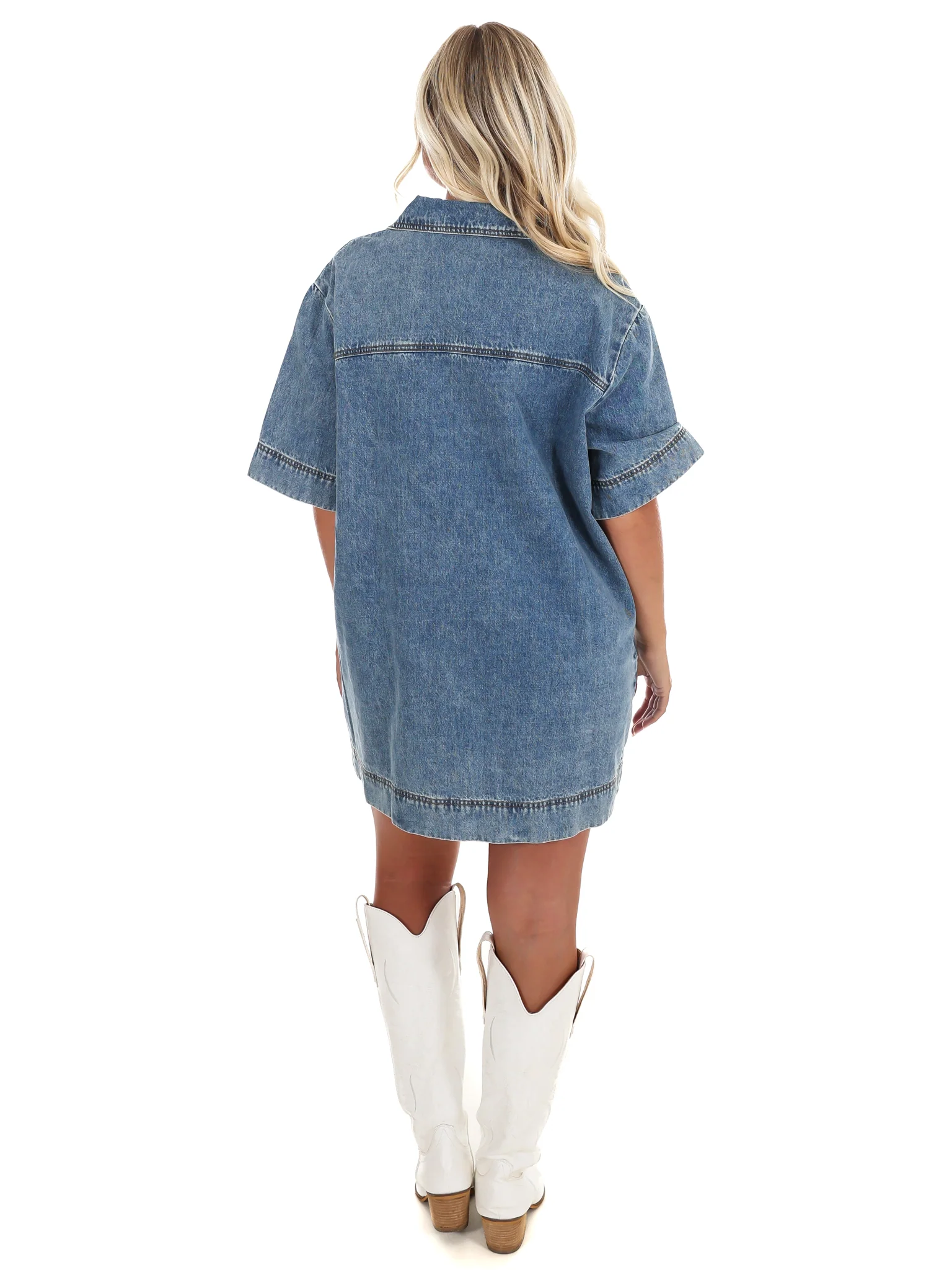 Backroads V-Neck Denim Dress - Image 7