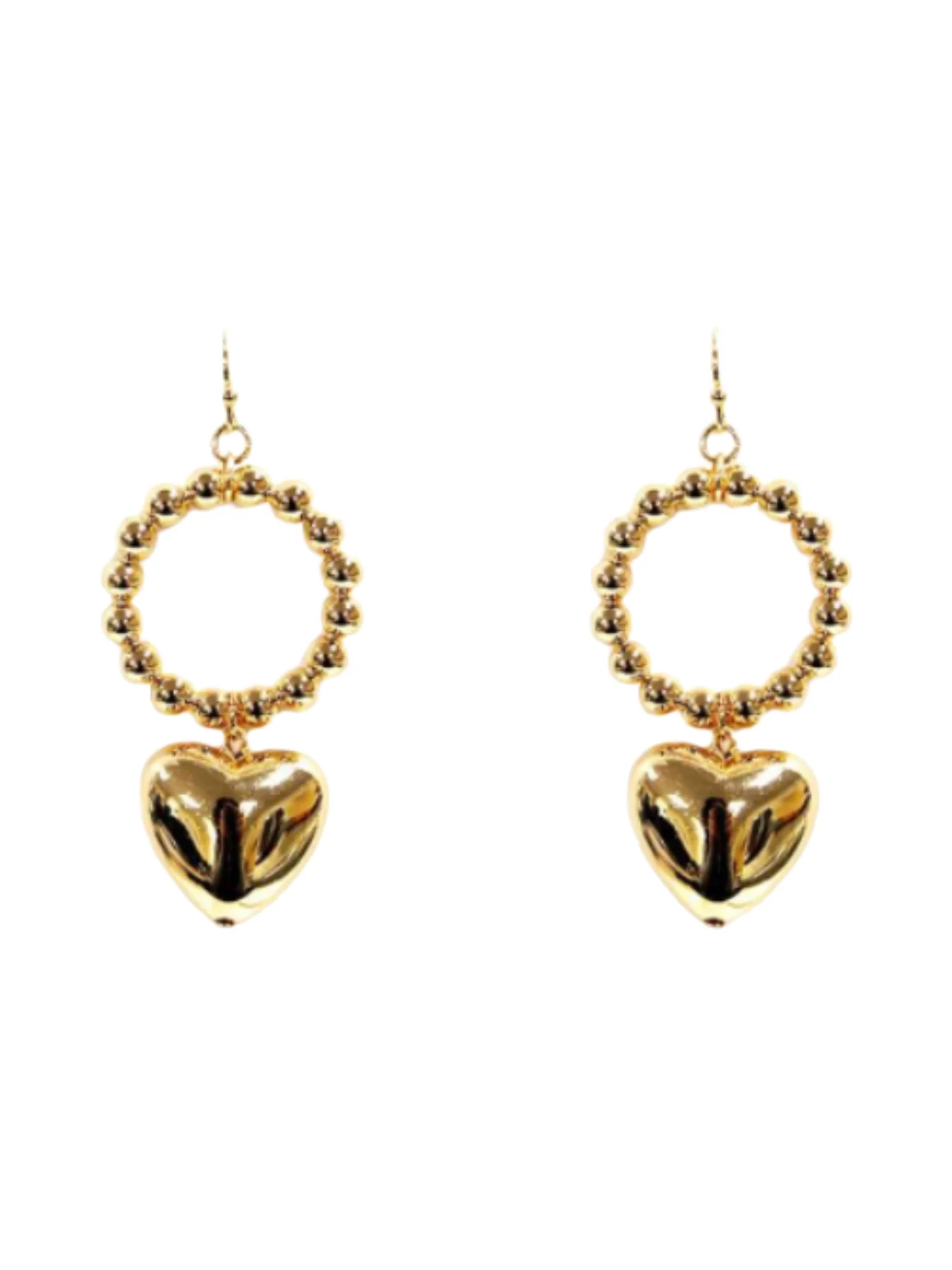 Beaded Dangle Heart Hoop Earrings