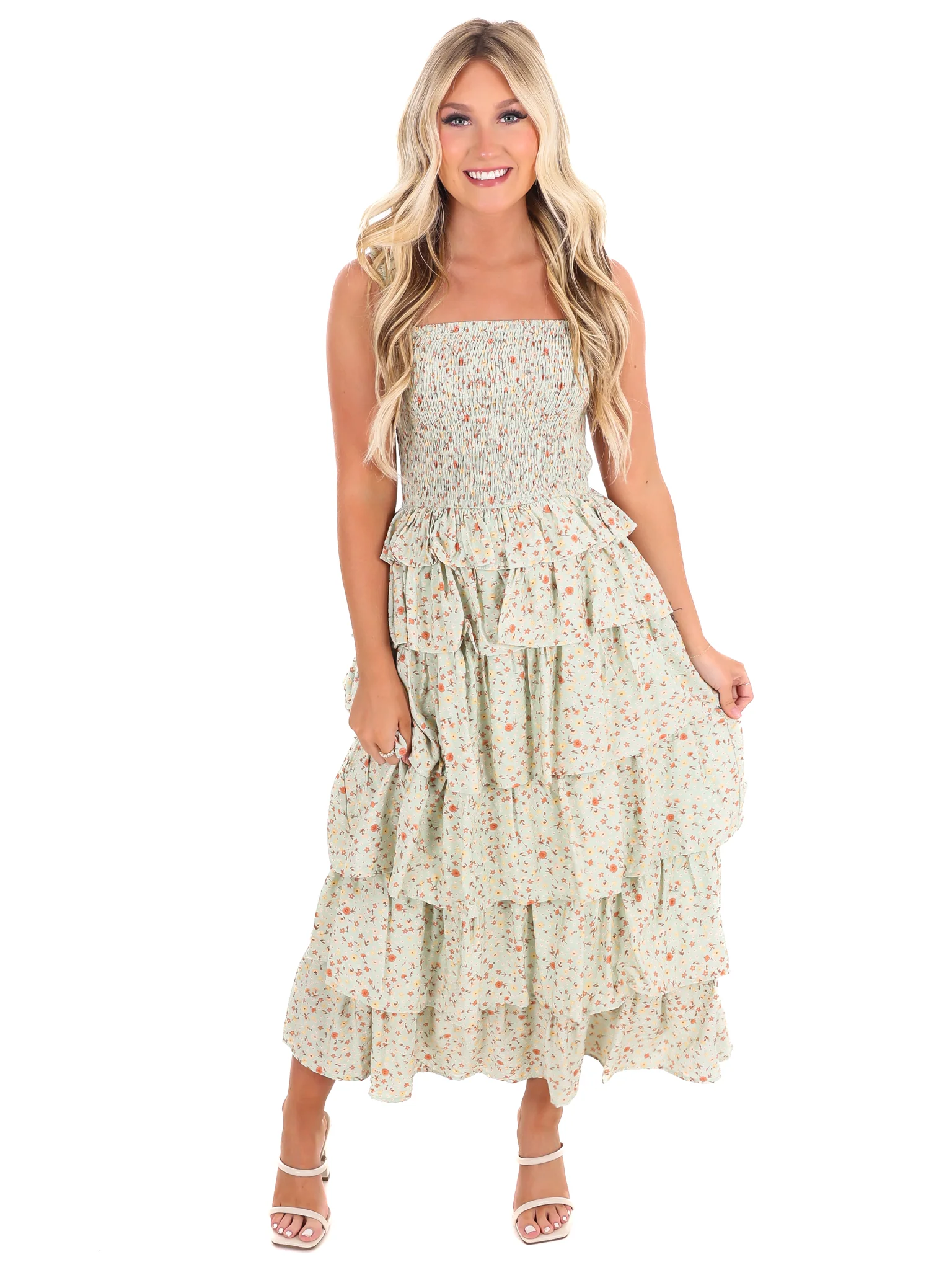 Bed of Roses Floral Tiered Midi Dress - Image 2