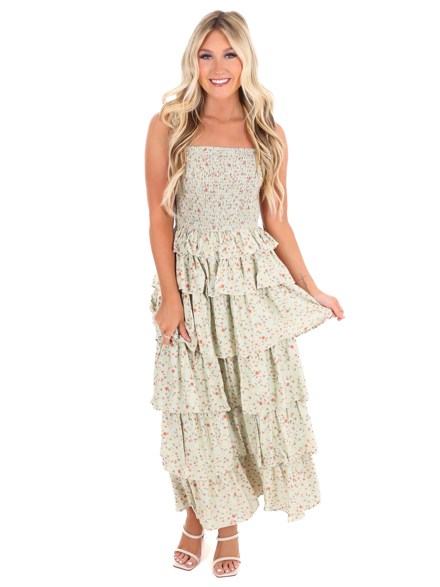 Bed of Roses Floral Tiered Midi Dress - Image 3