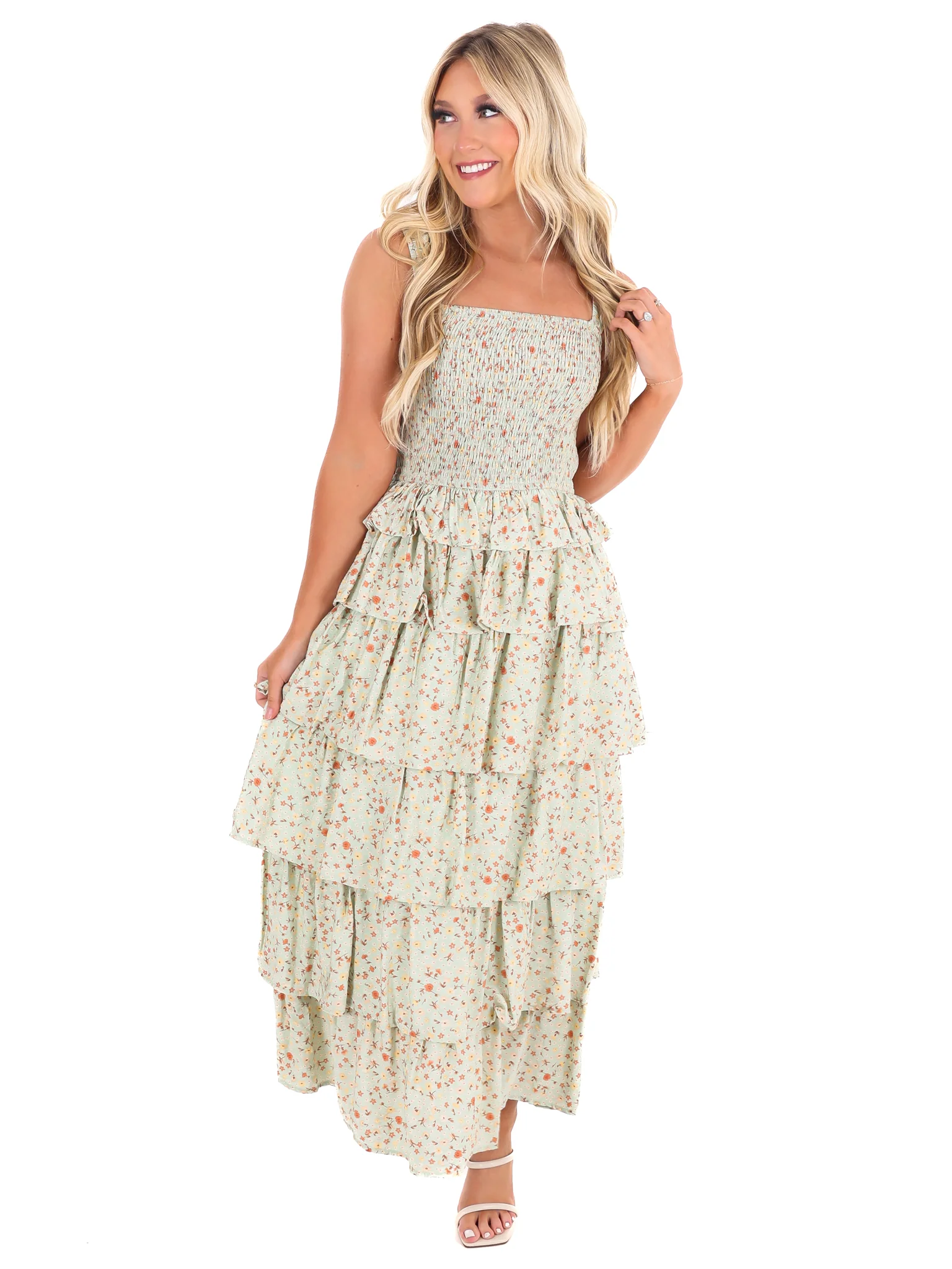Bed of Roses Floral Tiered Midi Dress - Image 4