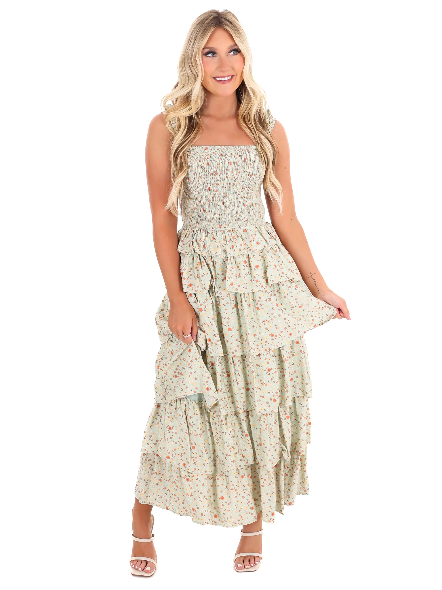 Bed of Roses Floral Tiered Midi Dress - Image 5