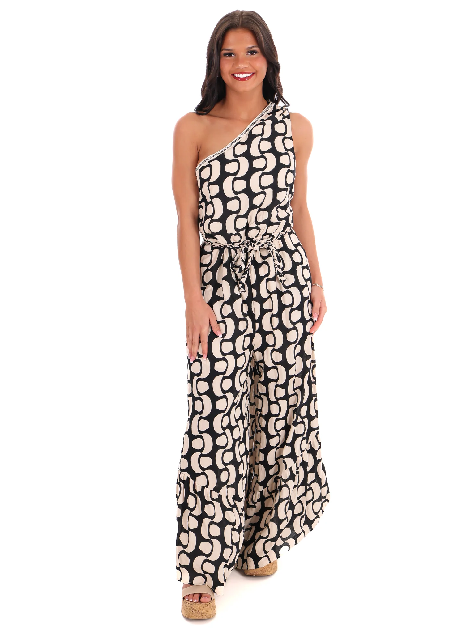 Best Shot Print One Shoulder Jumpsuit - Image 5