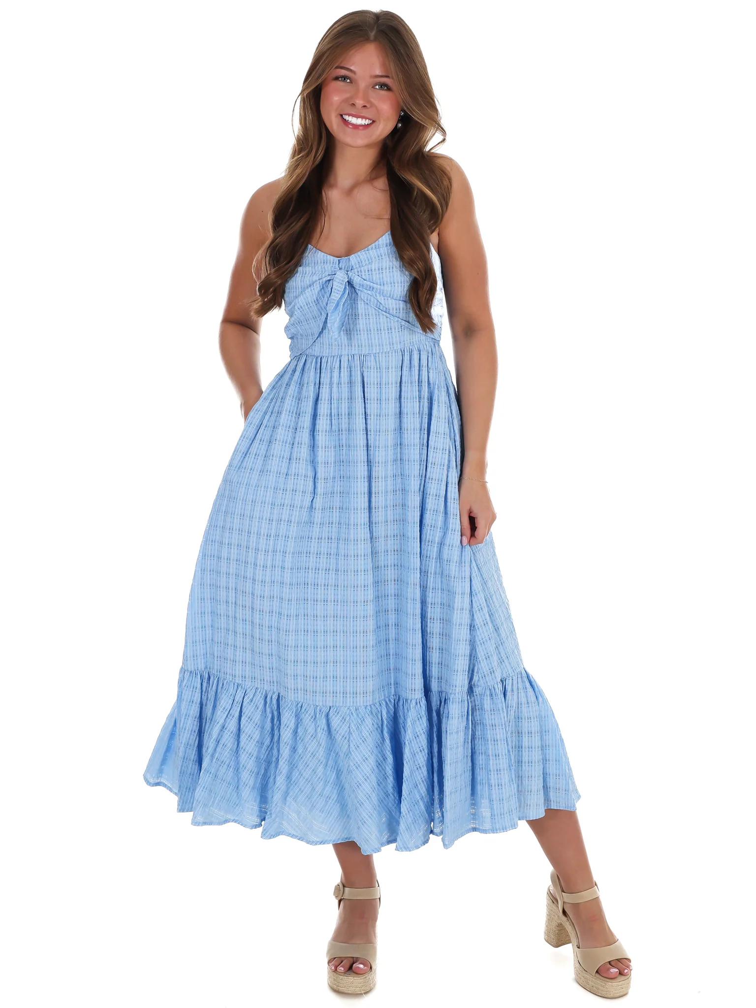 Better Mood Textured Flare Midi Dress - Image 5