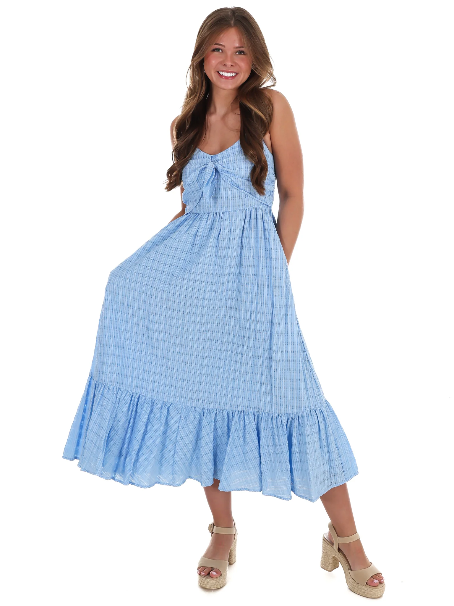 Better Mood Textured Flare Midi Dress - Image 7
