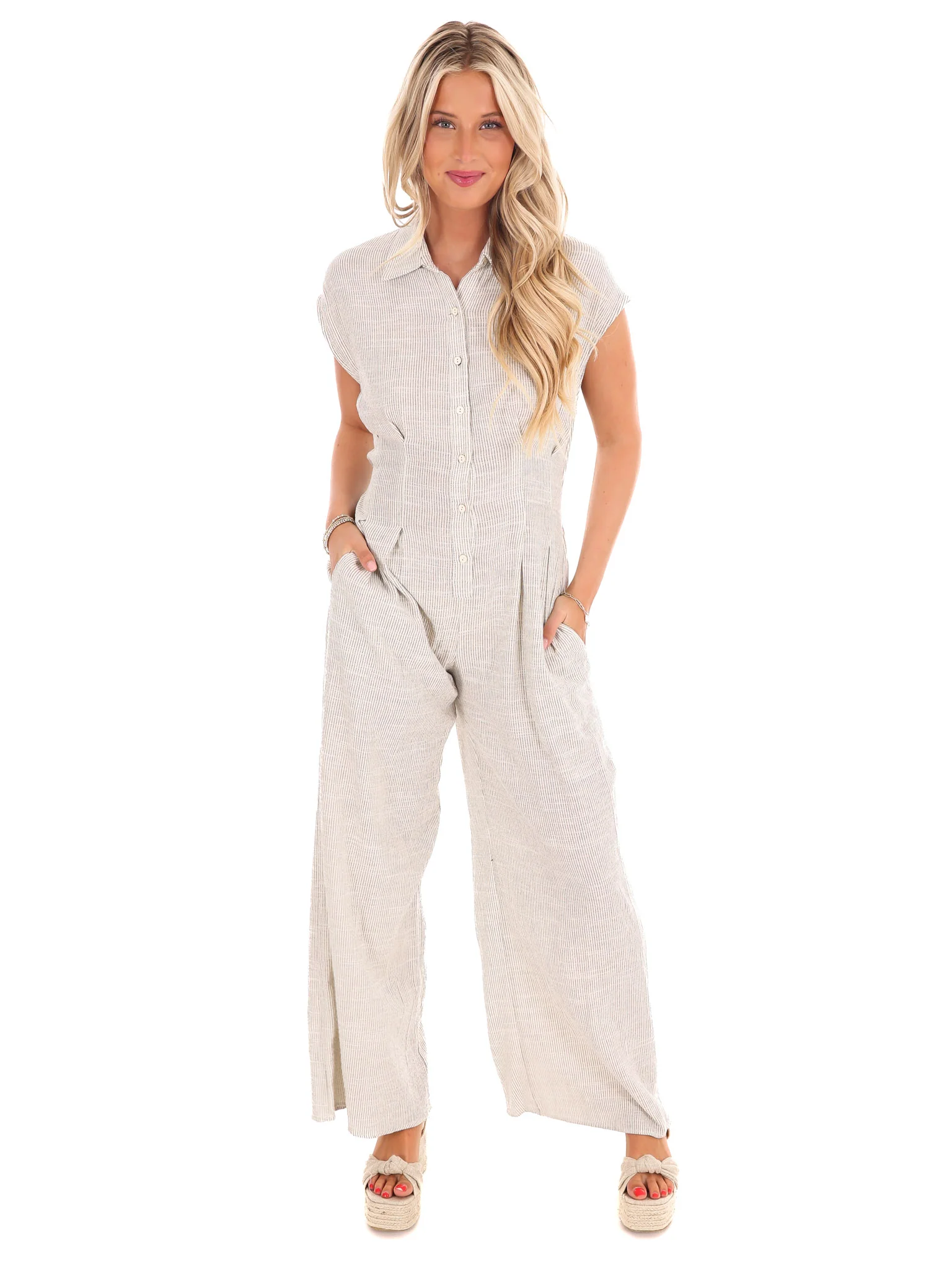 Big Feelings Linen Stripe Jumpsuit - Image 4