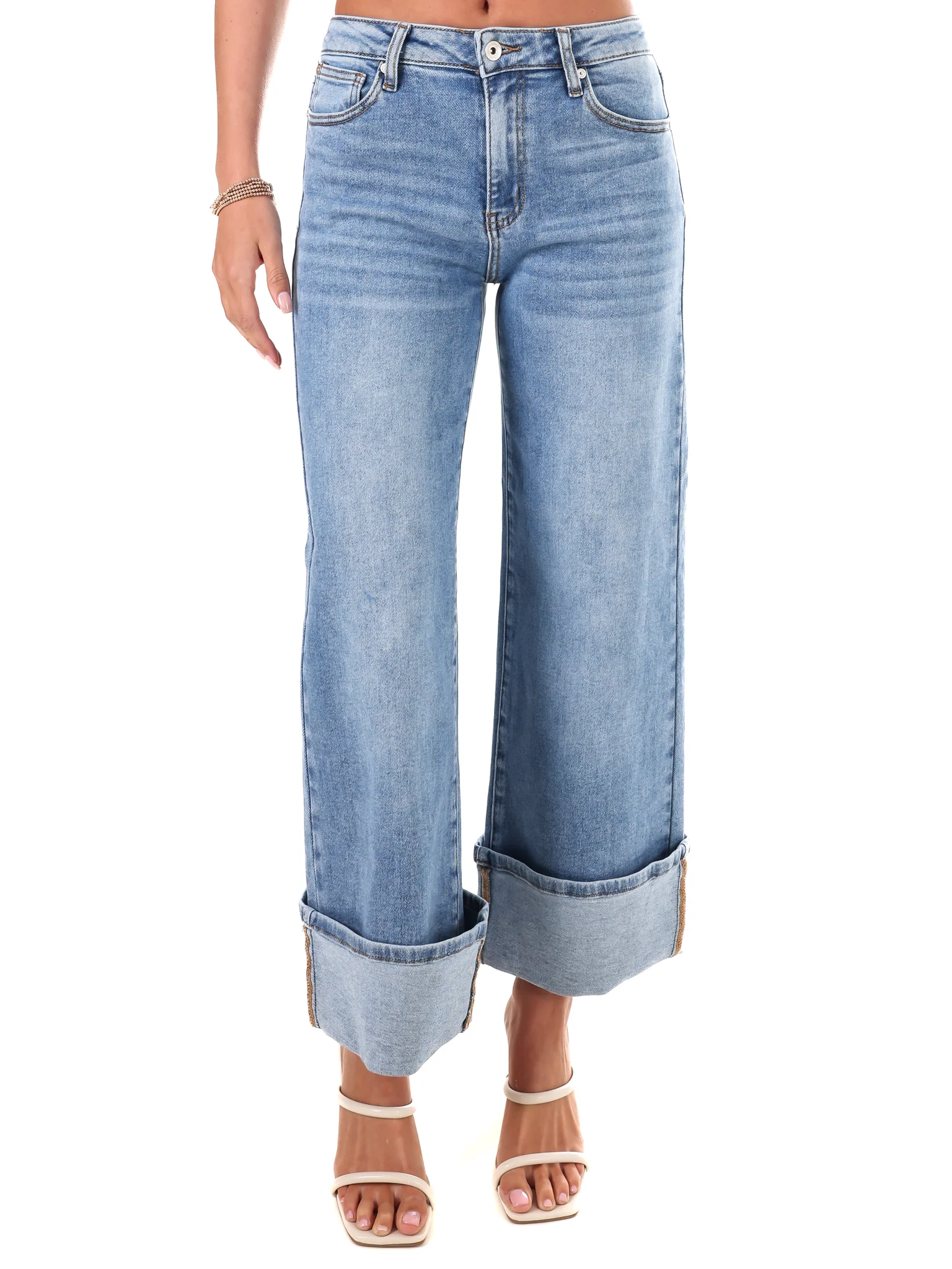 Born to Love Mid Rise Wide Leg Jeans - Image 3