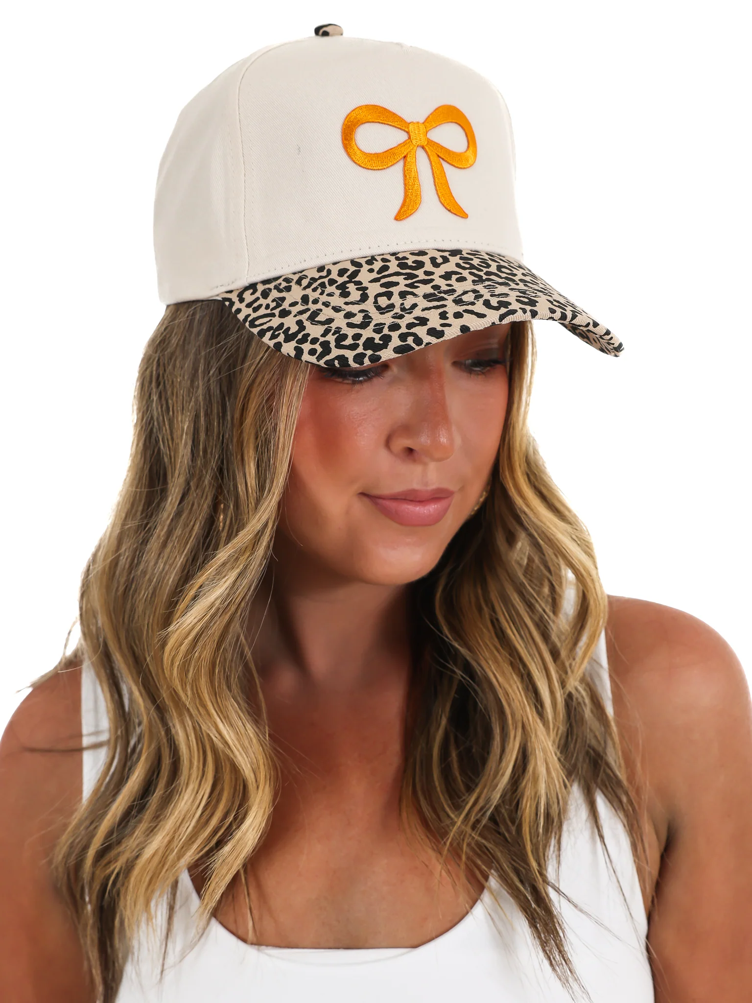 Bow Trucker Hat with Leopard Brim - Image 2