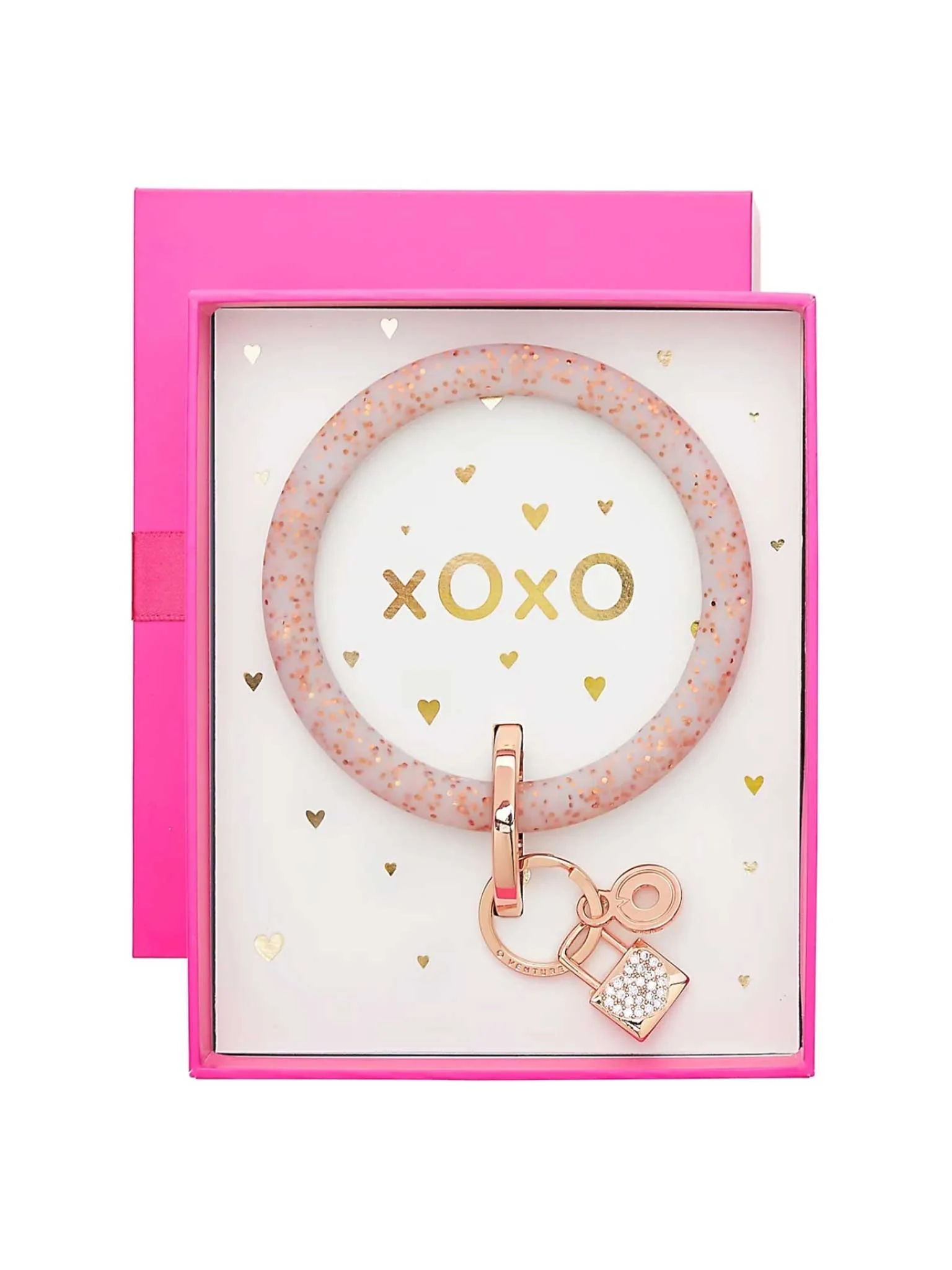 Keychain with Charm - Rose Gold Confetti