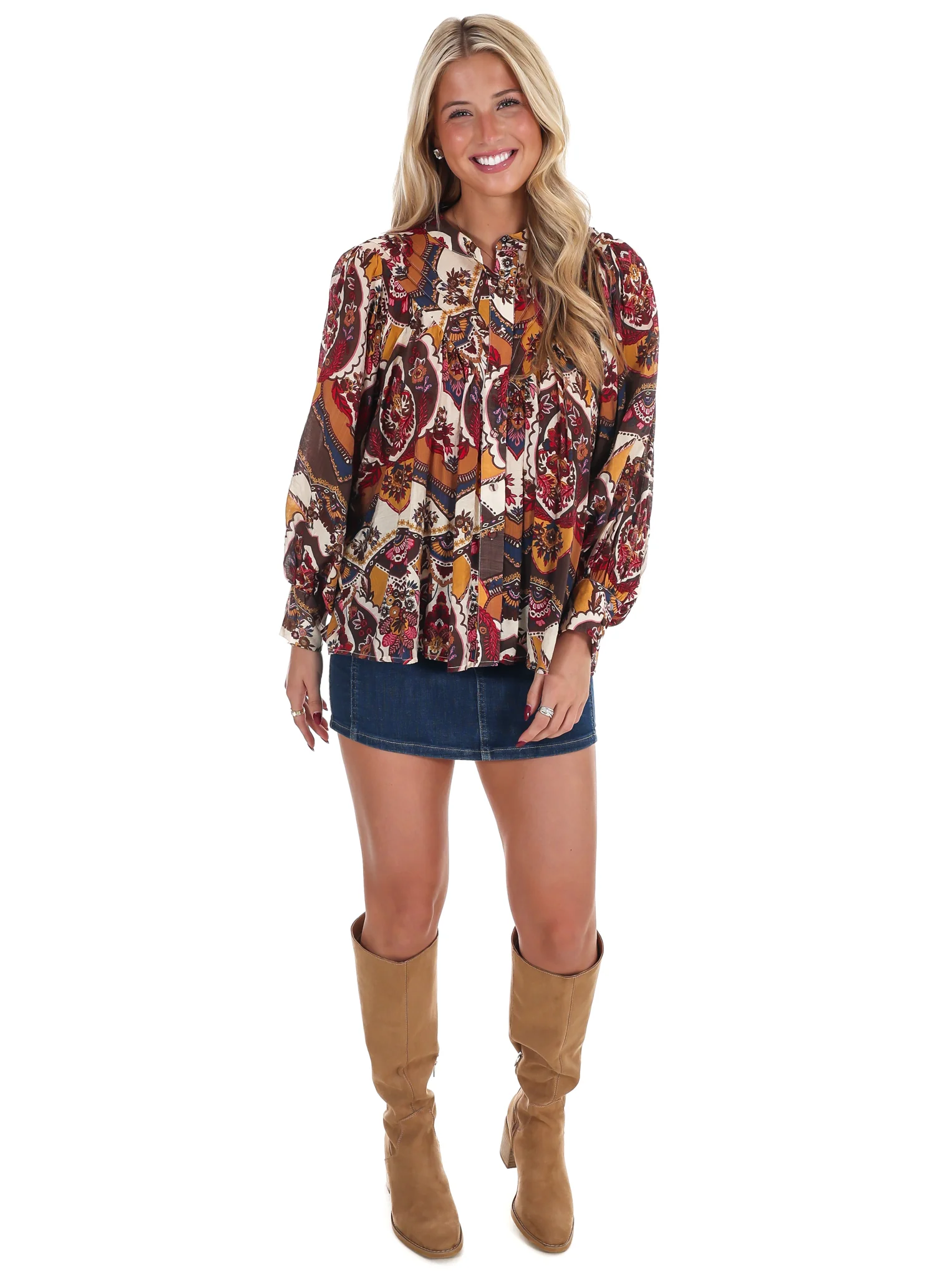Breezy Bright Print Button Down Top - Image 10