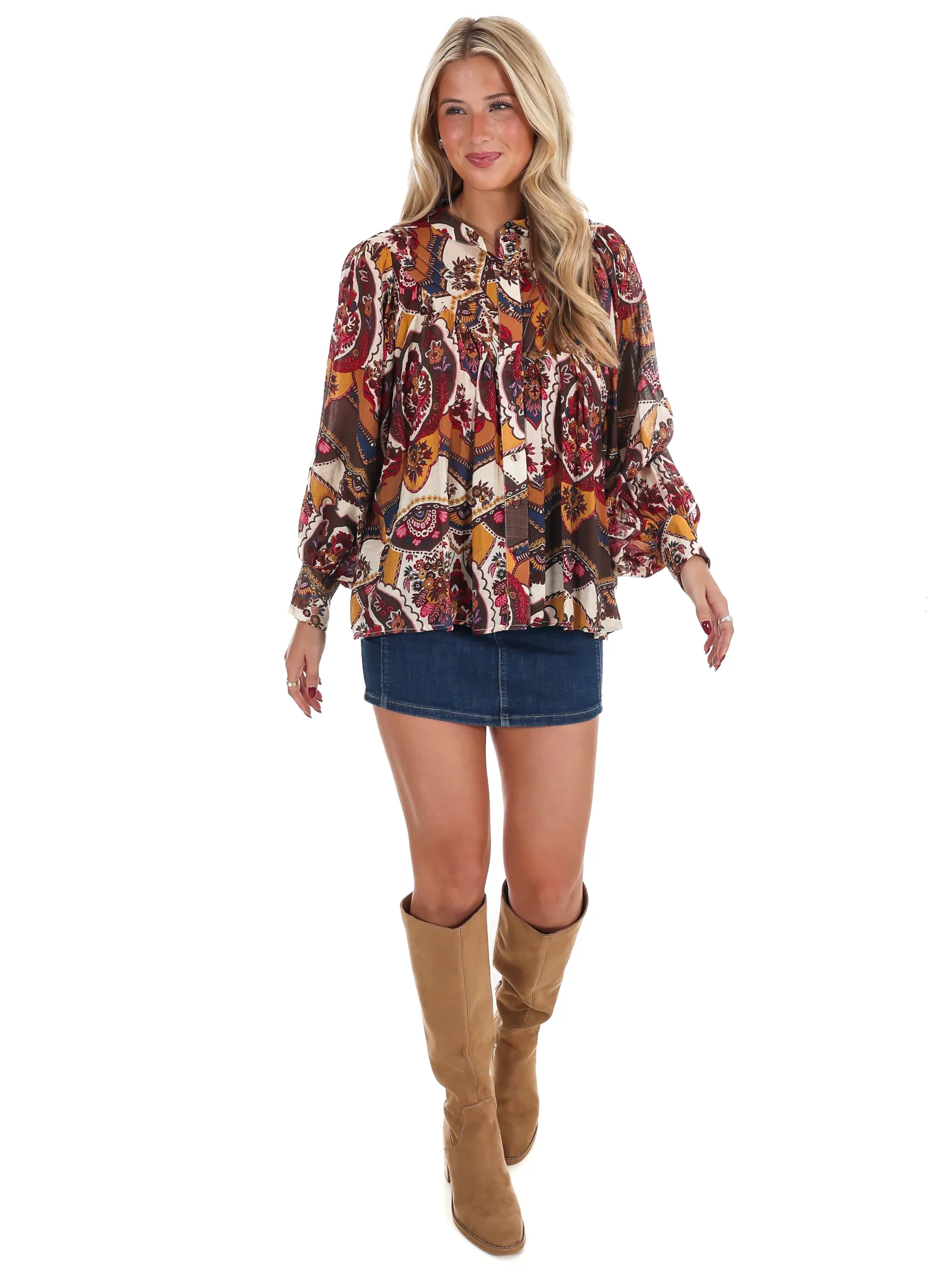 Breezy Bright Print Button Down Top - Image 12