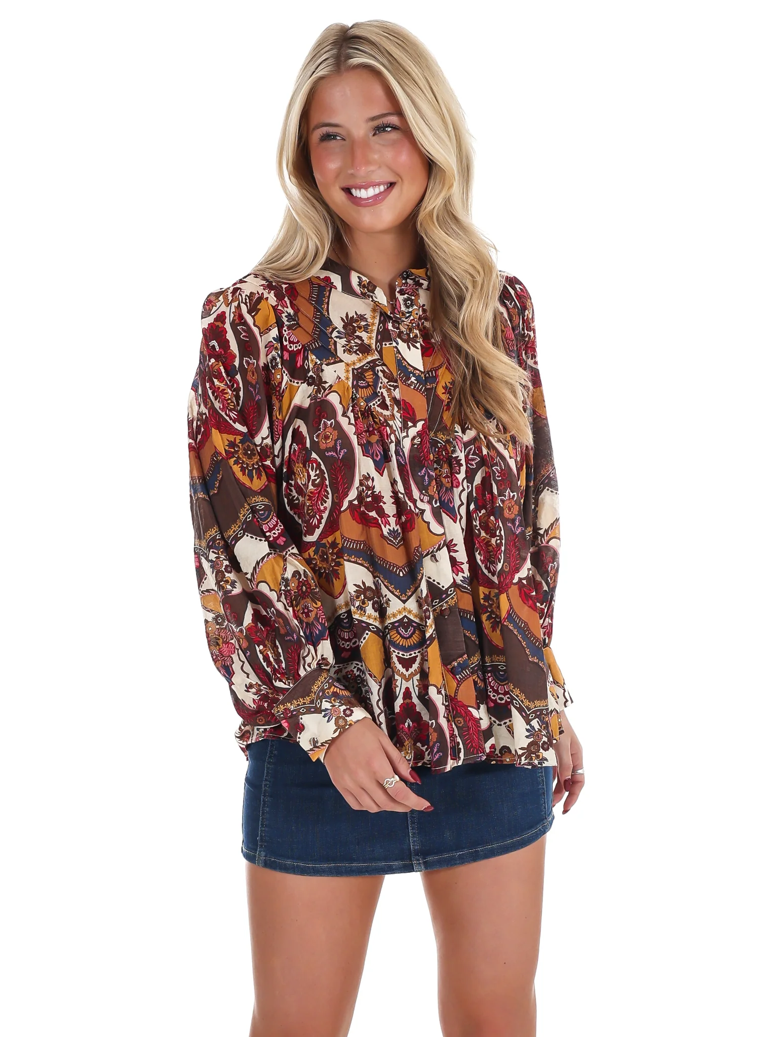 Breezy Bright Print Button Down Top - Image 13