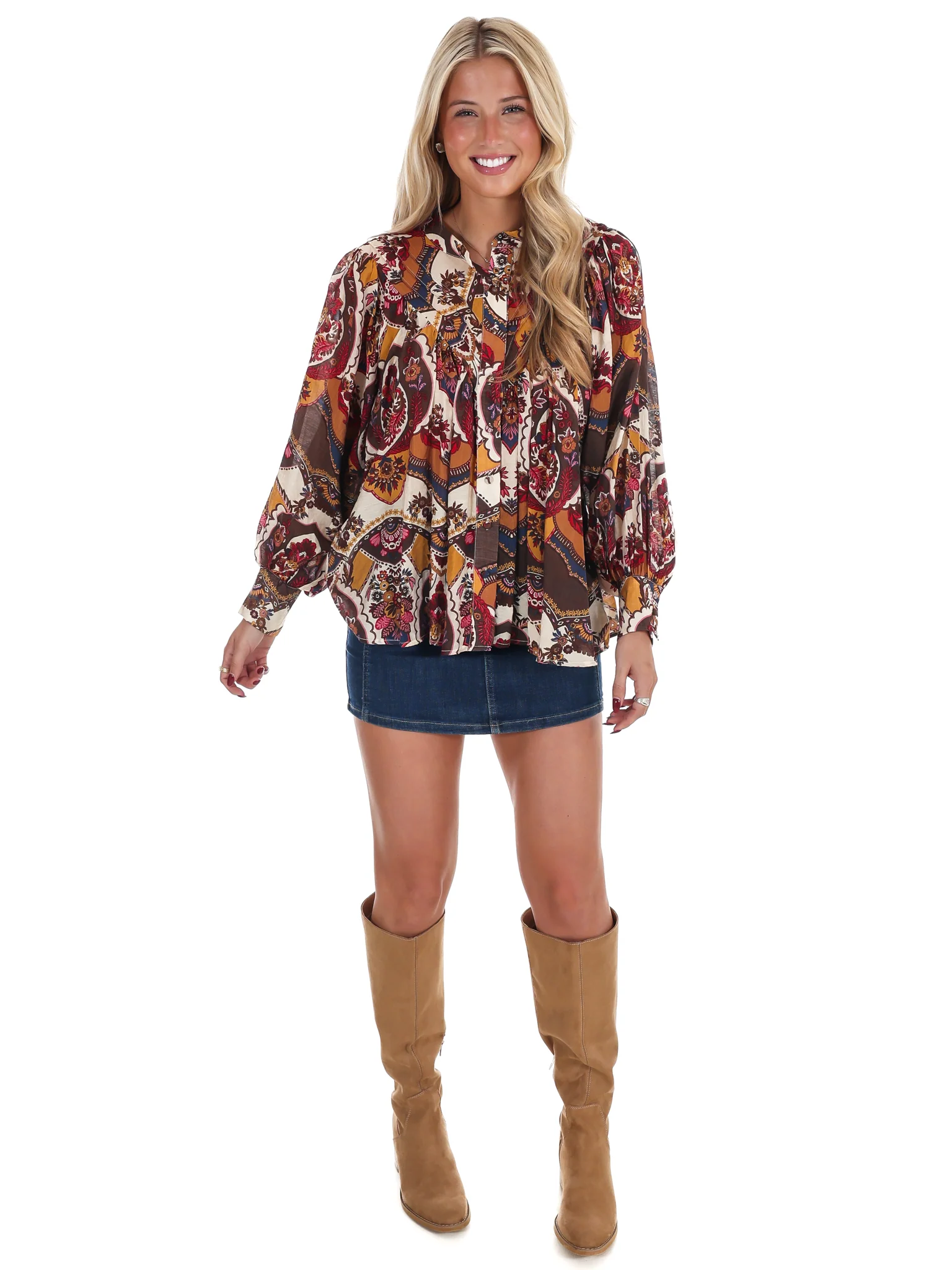 Breezy Bright Print Button Down Top - Image 14