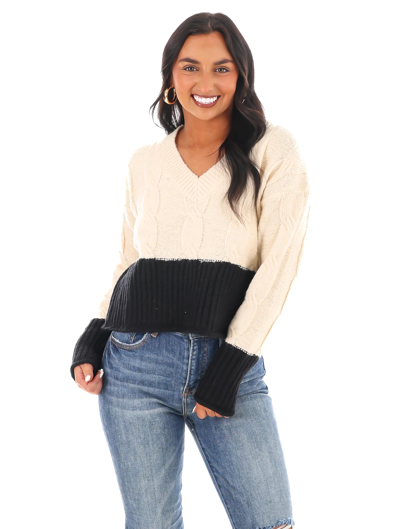 Cable Charm Crop Sweater - Image 10