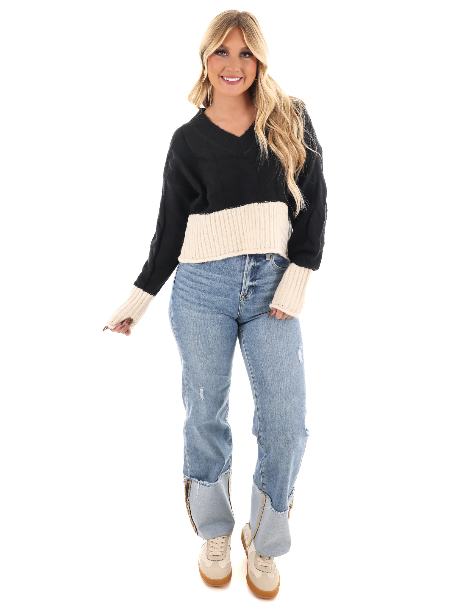 Cable Charm Crop Sweater - Image 2