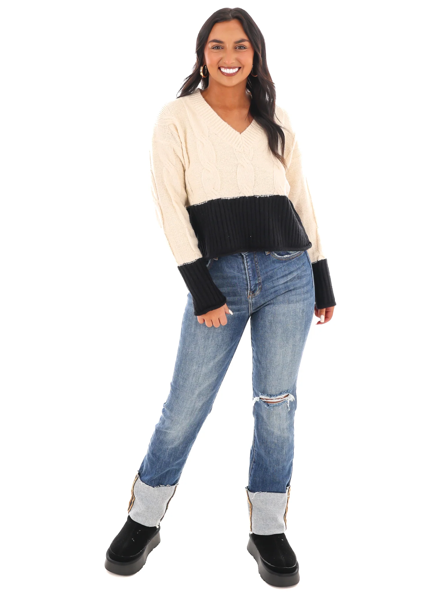 Cable Charm Crop Sweater - Image 9