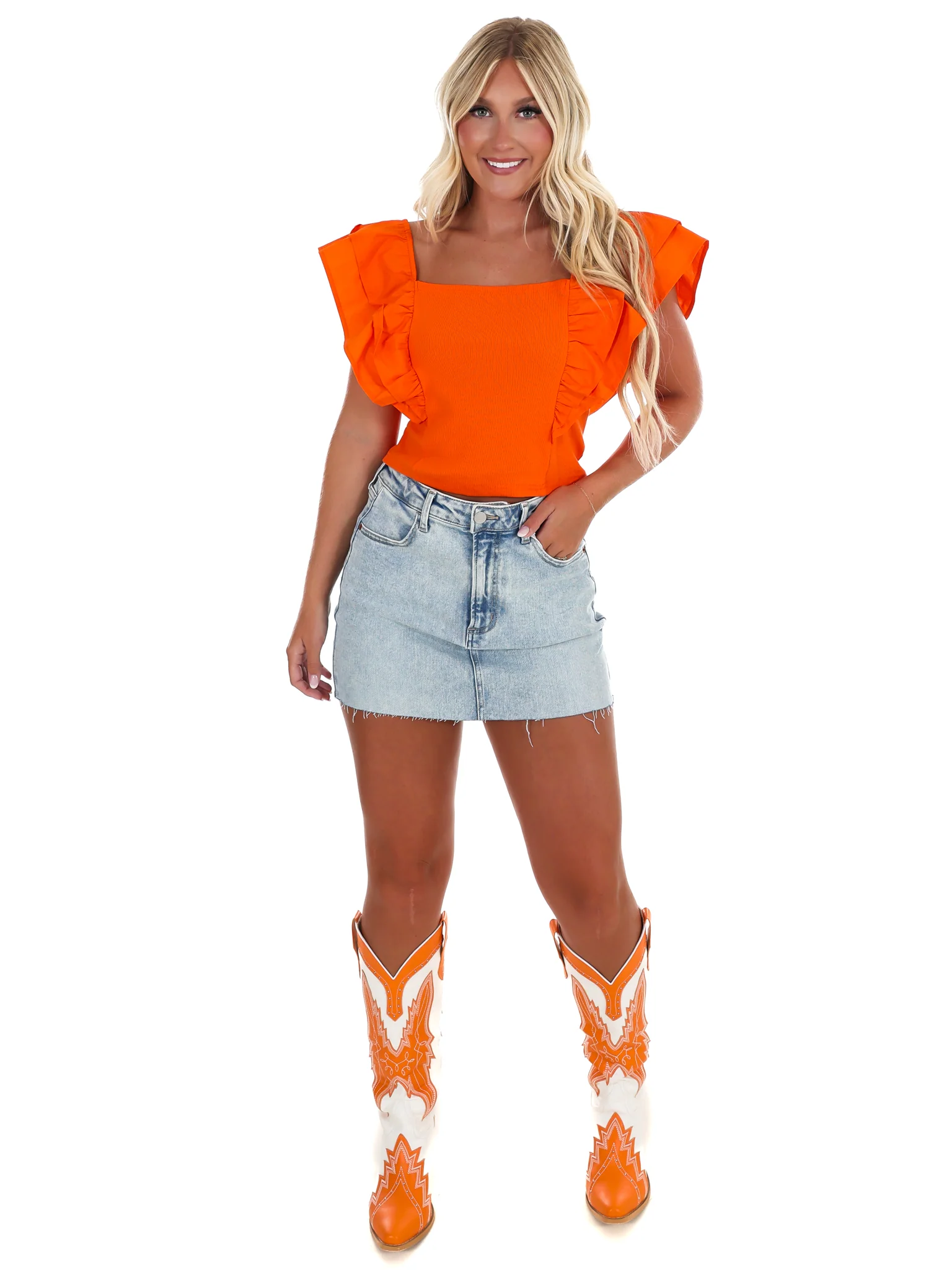 Call the Game Ribbed Ruffle Top - Image 13