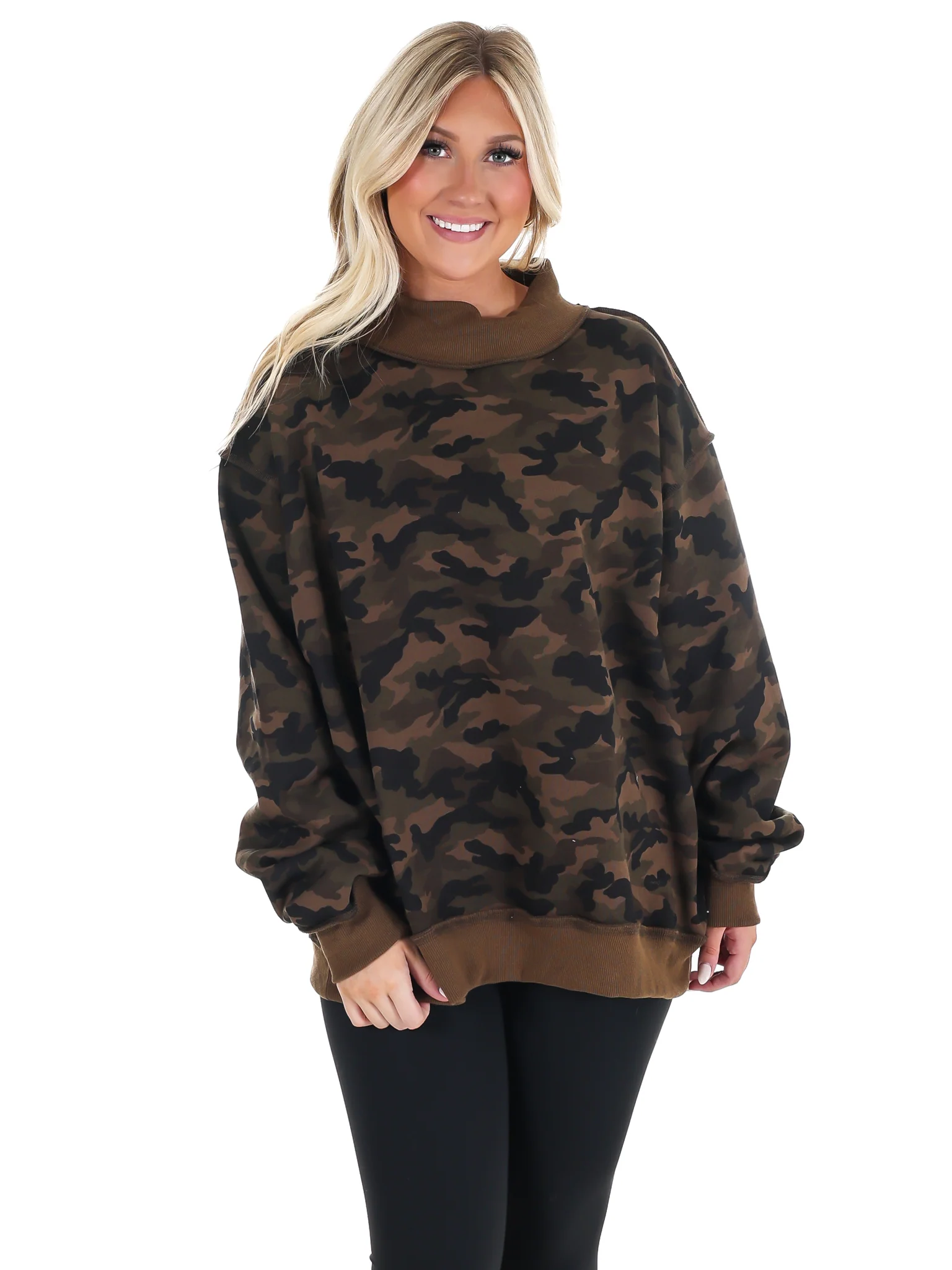 Camo Mock Neck Sweatshirt - Image 3