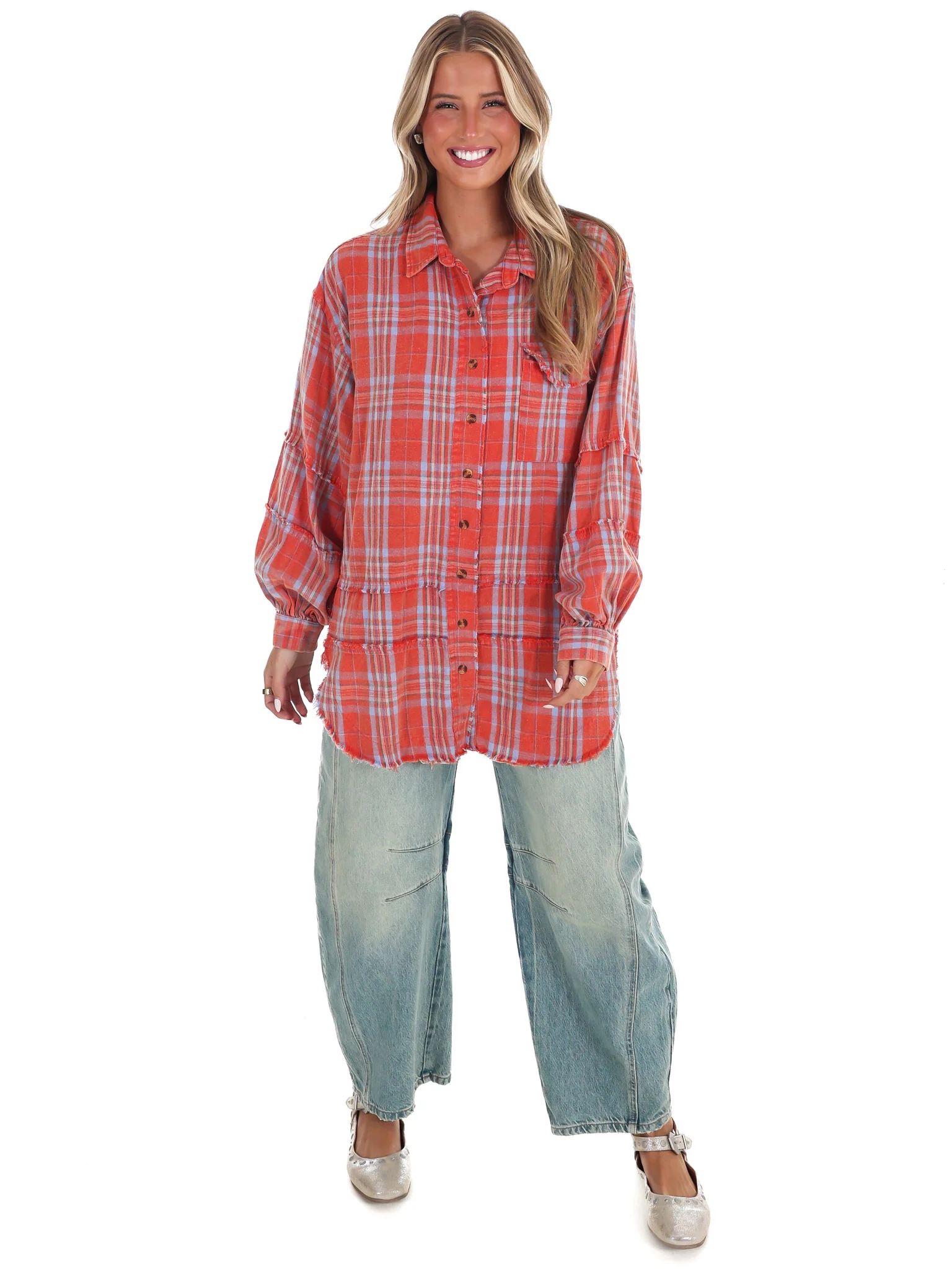 Campfire Plaid Button Up Top - Image 4