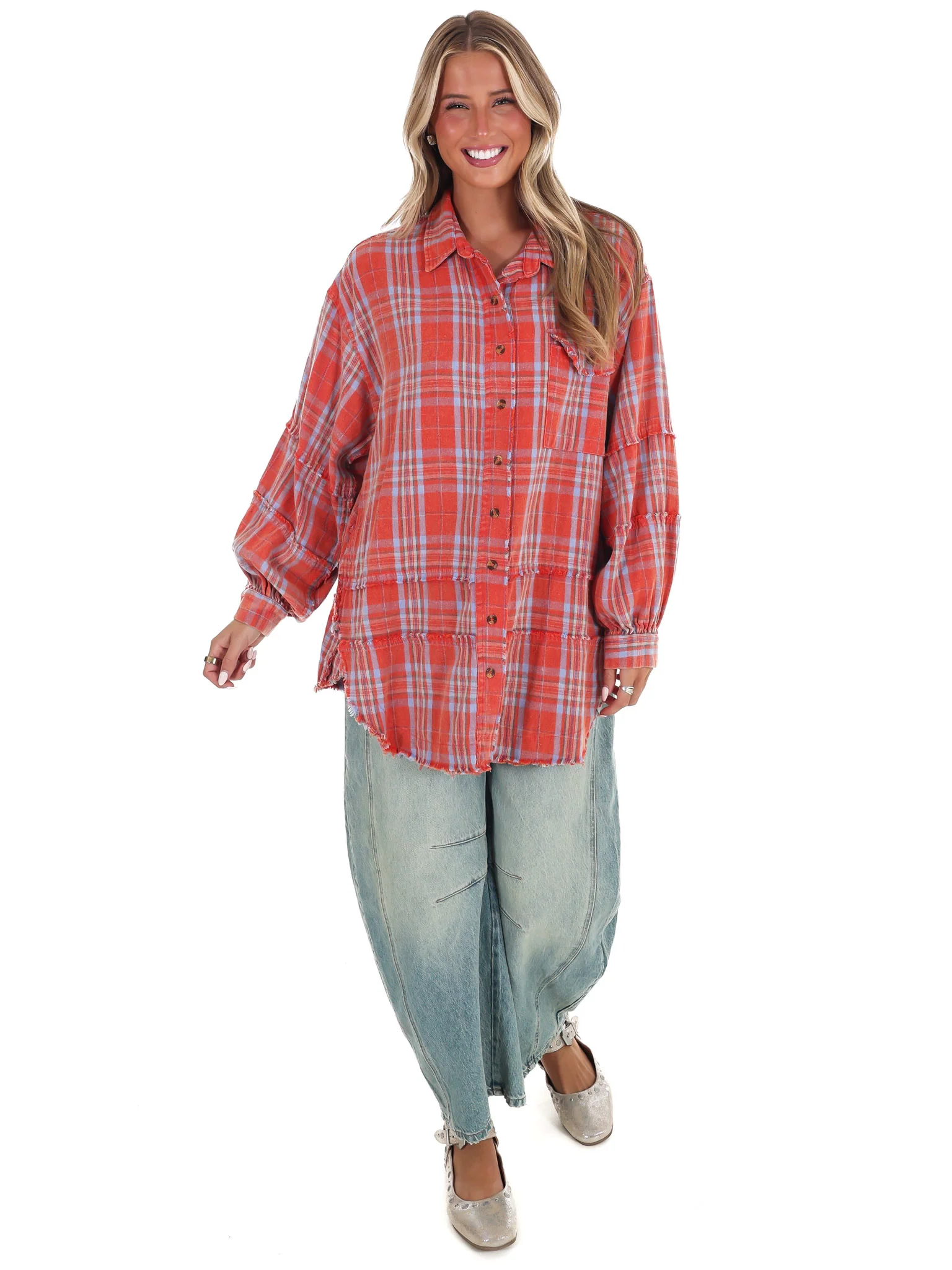 Campfire Plaid Button Up Top - Image 6