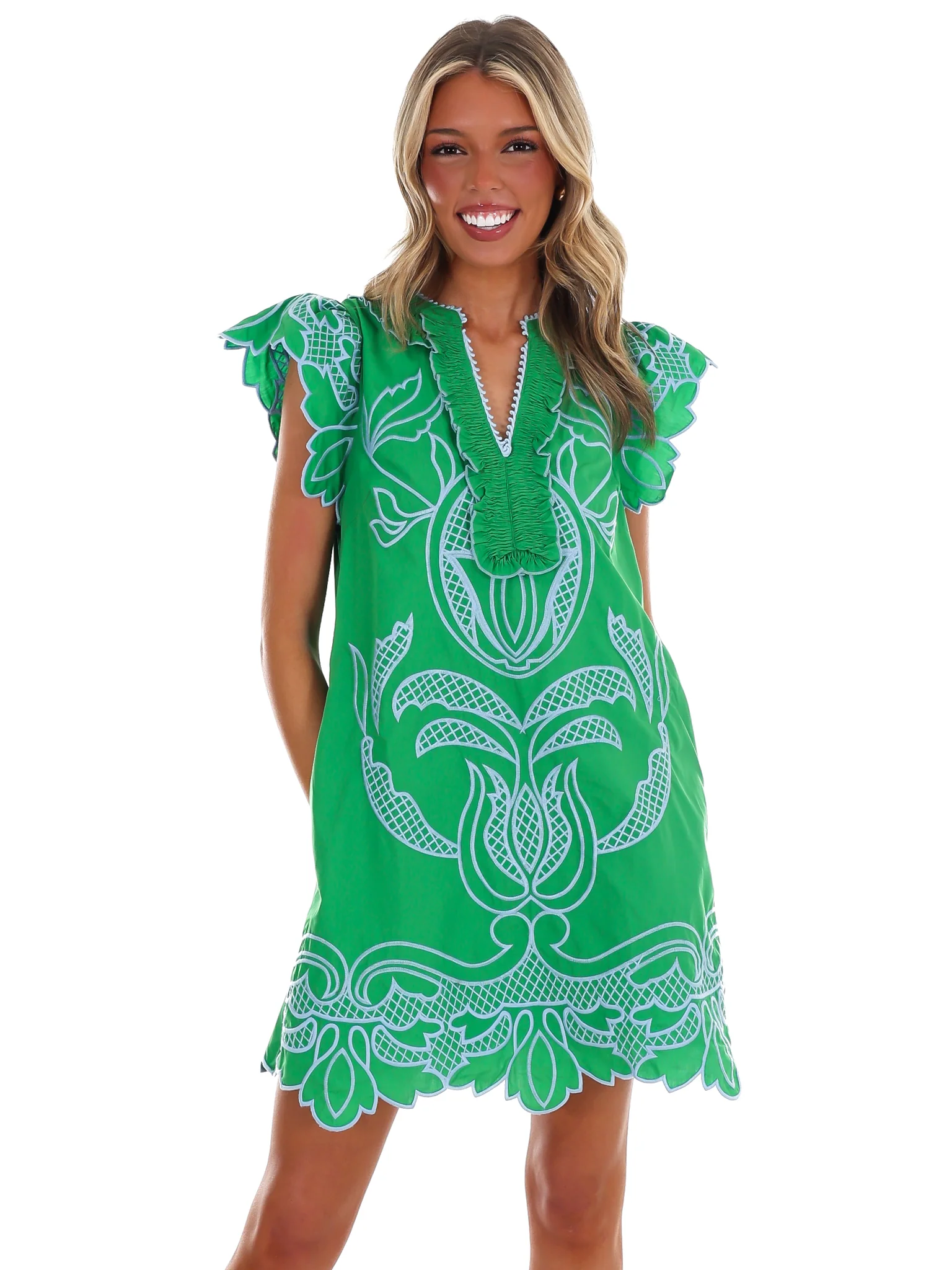 Catch the Sun Embroidered Mini Dress - Image 3
