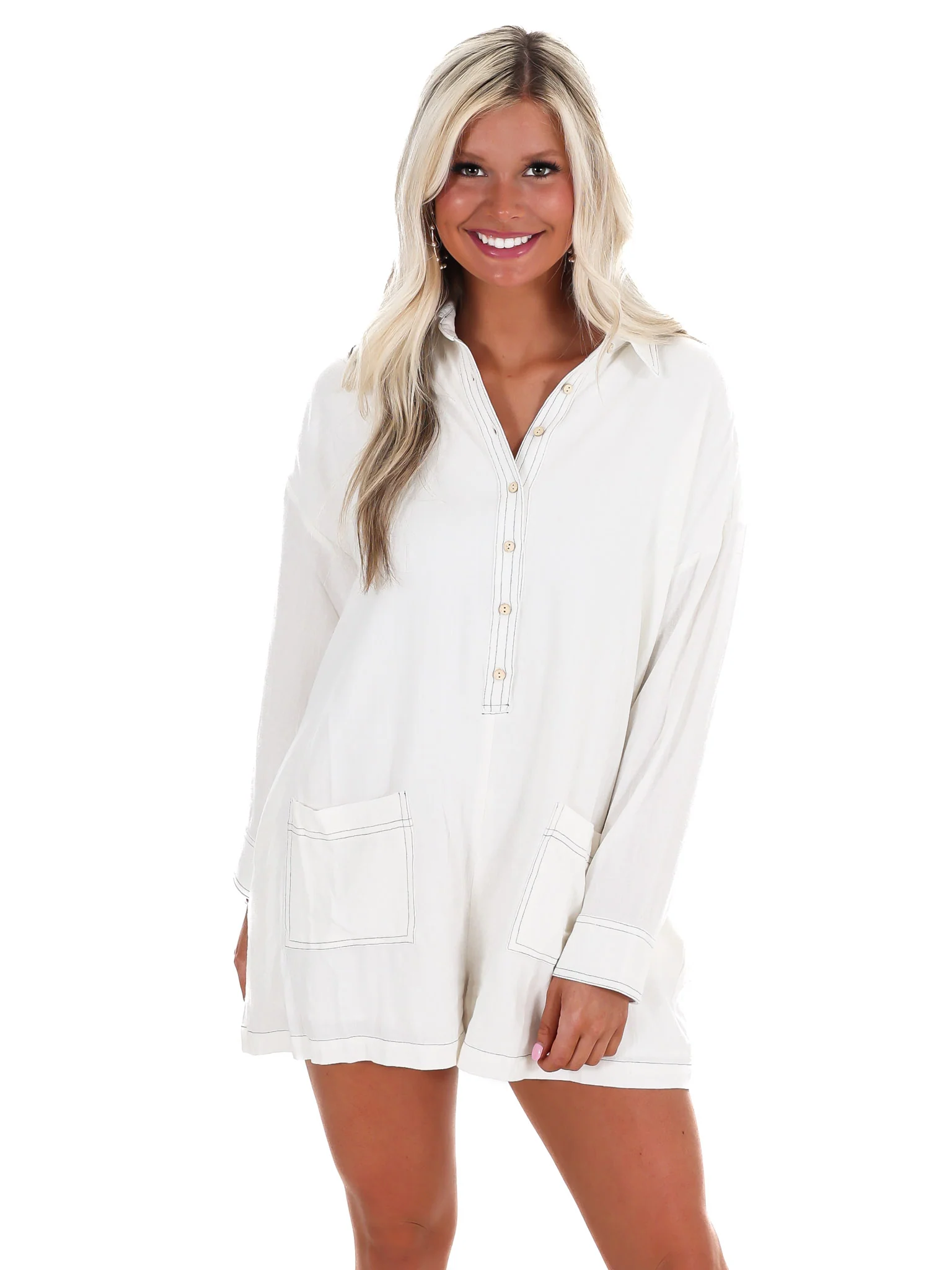 Caught in the Moment Linen Romper - Image 5