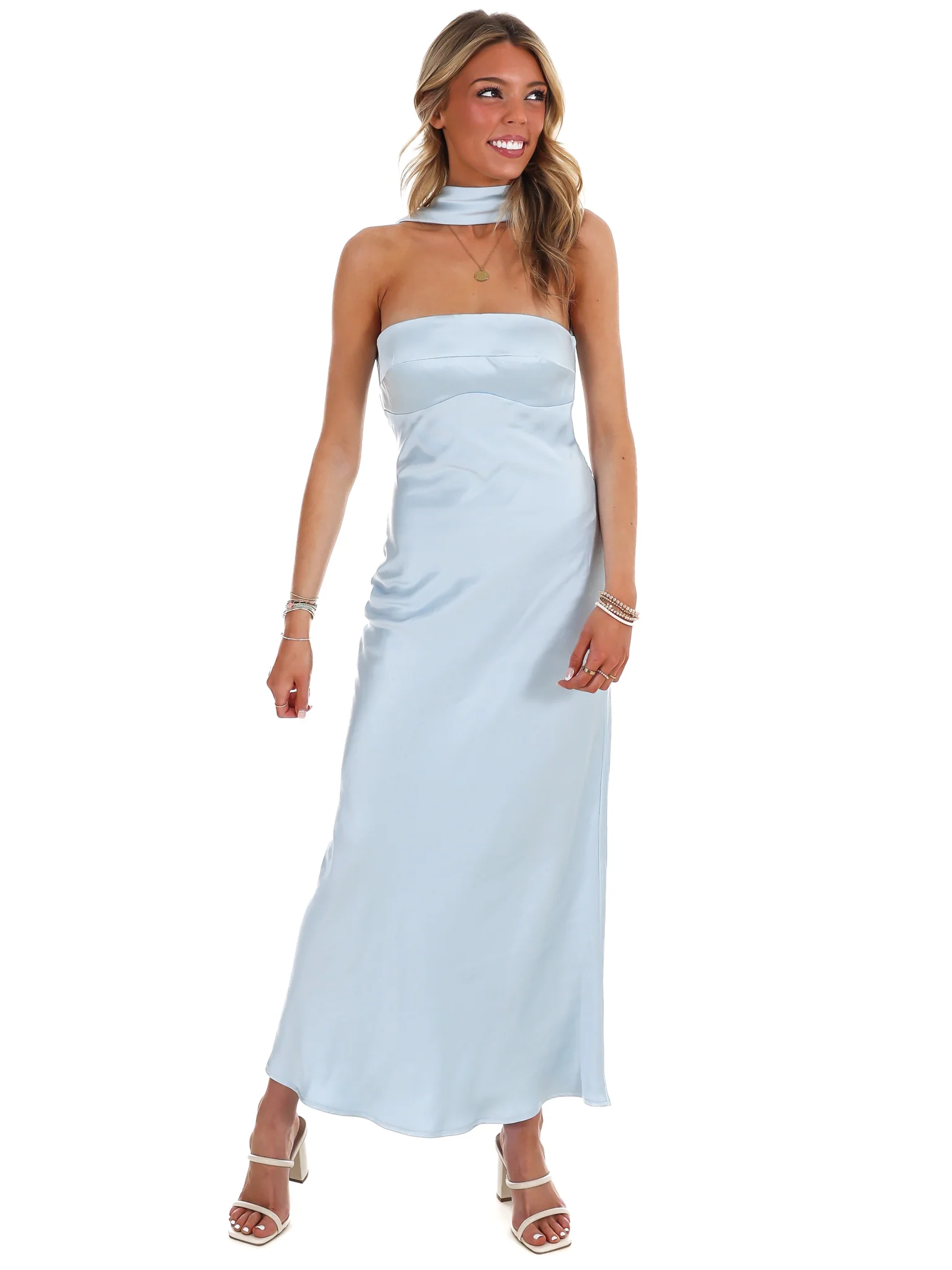 Caught My Eye Halter Satin Maxi Dress - Image 11