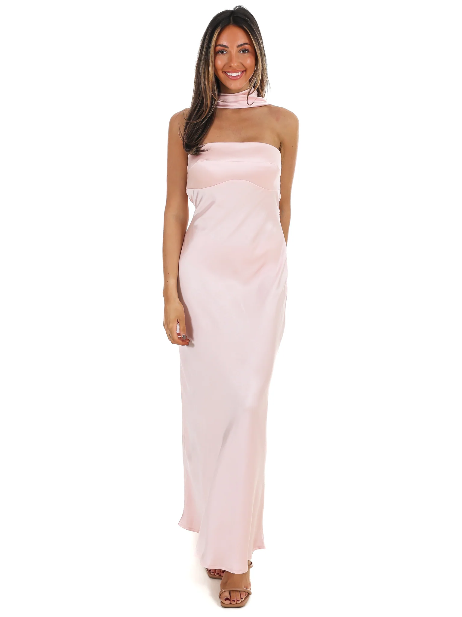 Caught My Eye Halter Satin Maxi Dress - Image 2