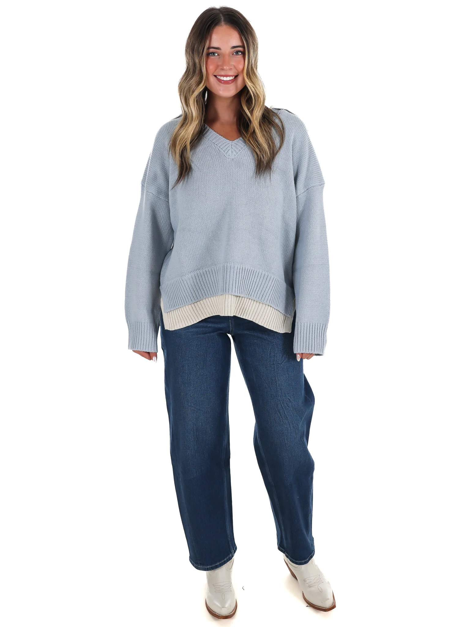 Chai Latte V-Neck Sweater - Image 11