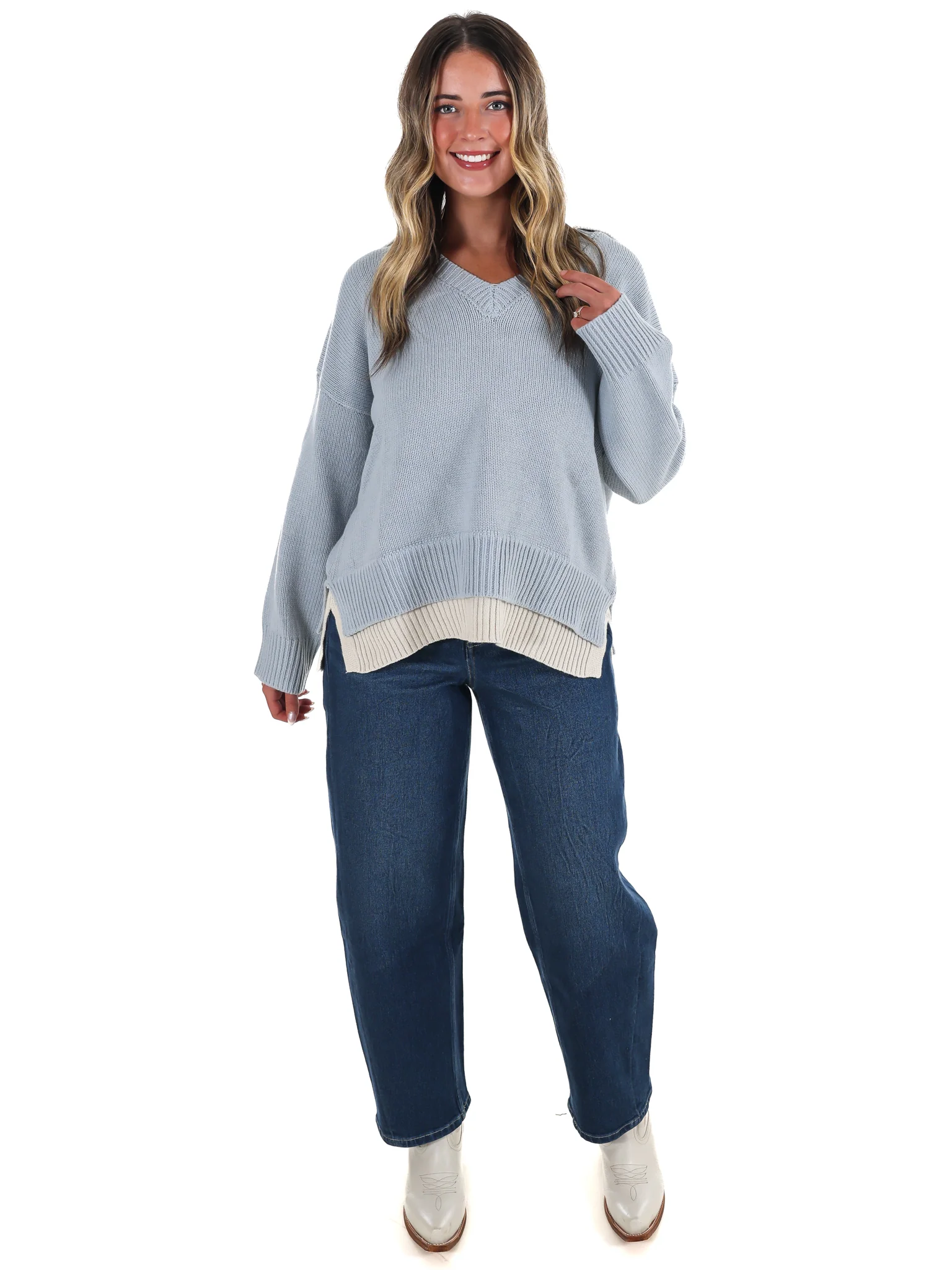 Chai Latte V-Neck Sweater - Image 13